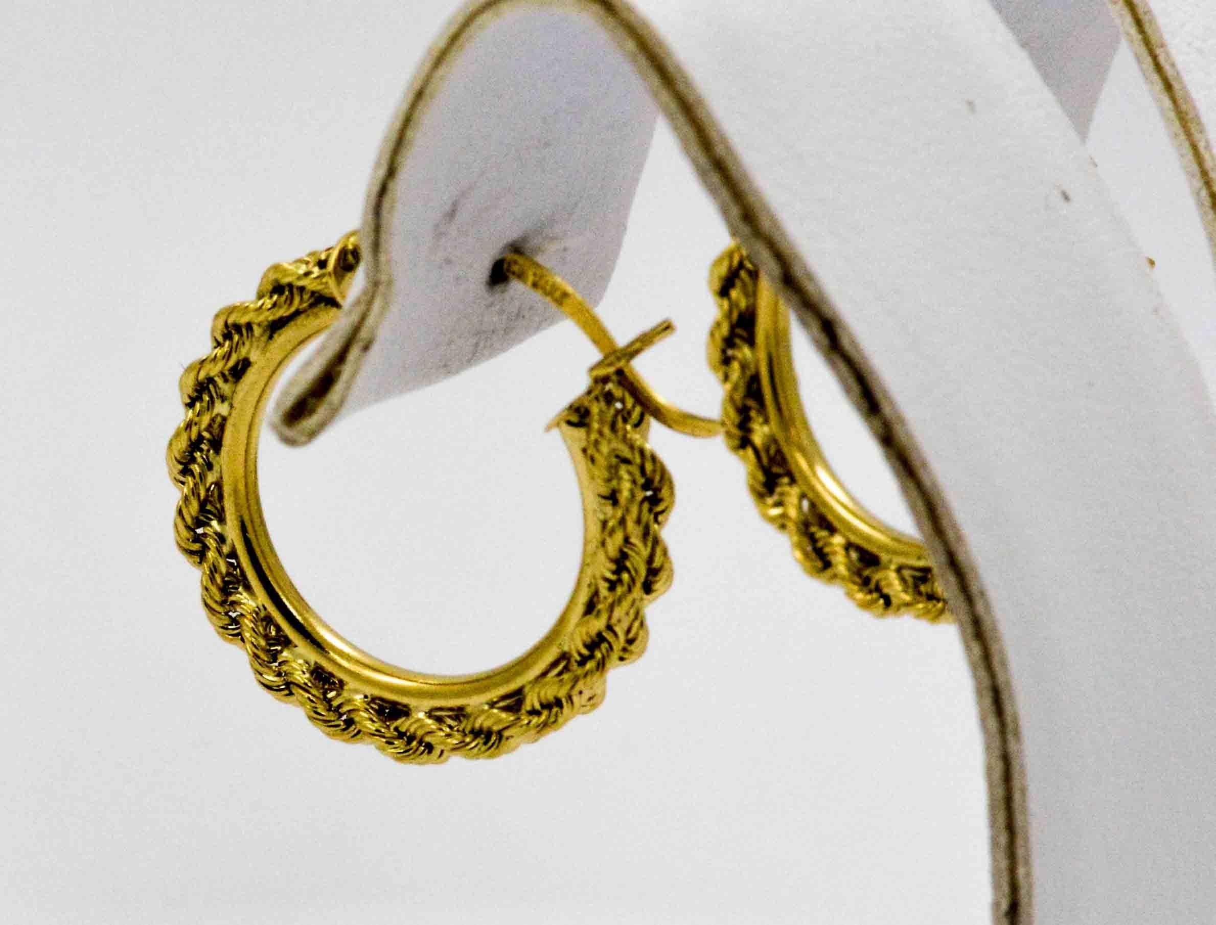 Women's Double 14 KY Gold Rope Hoop Earrings
