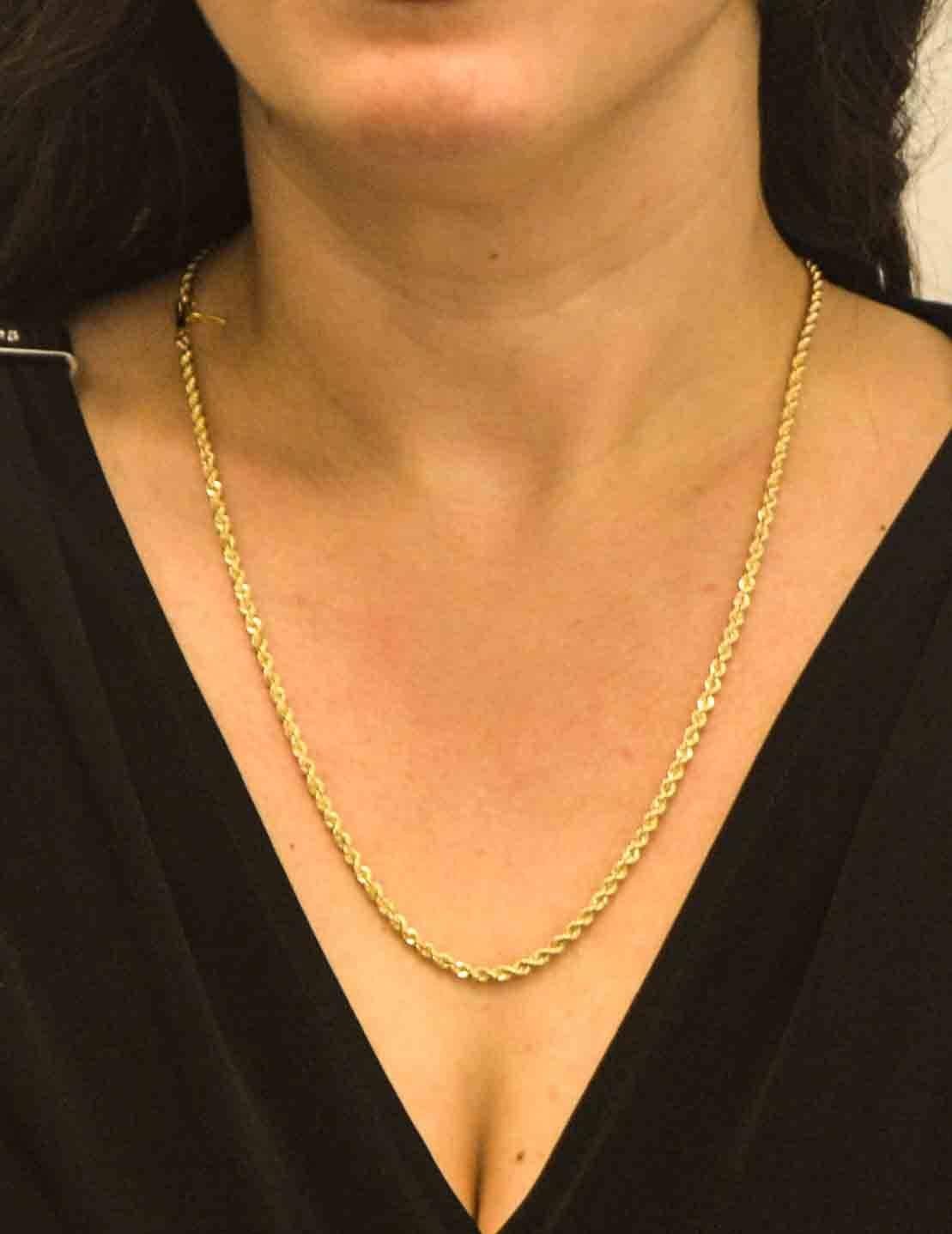 Classic Yellow Gold Rope Chain Necklace 2