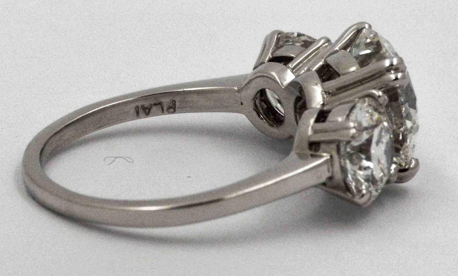 Modern 5.75 Carat Three-Stone Diamond Platinum Engagement Ring
