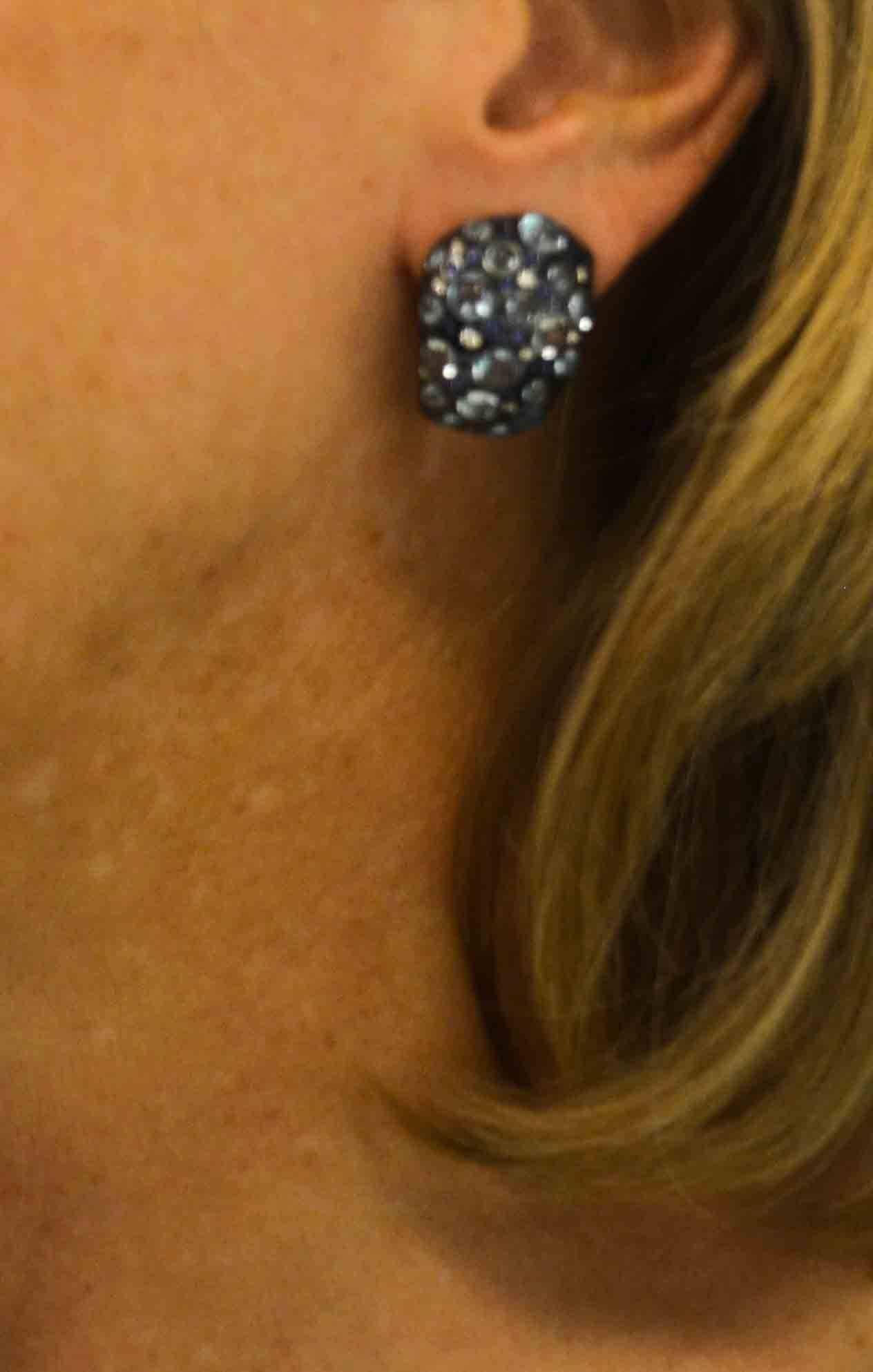 Rodney Rayner Blue Topaz, Sapphire, Diamond 18 KW Gold Earrings 2