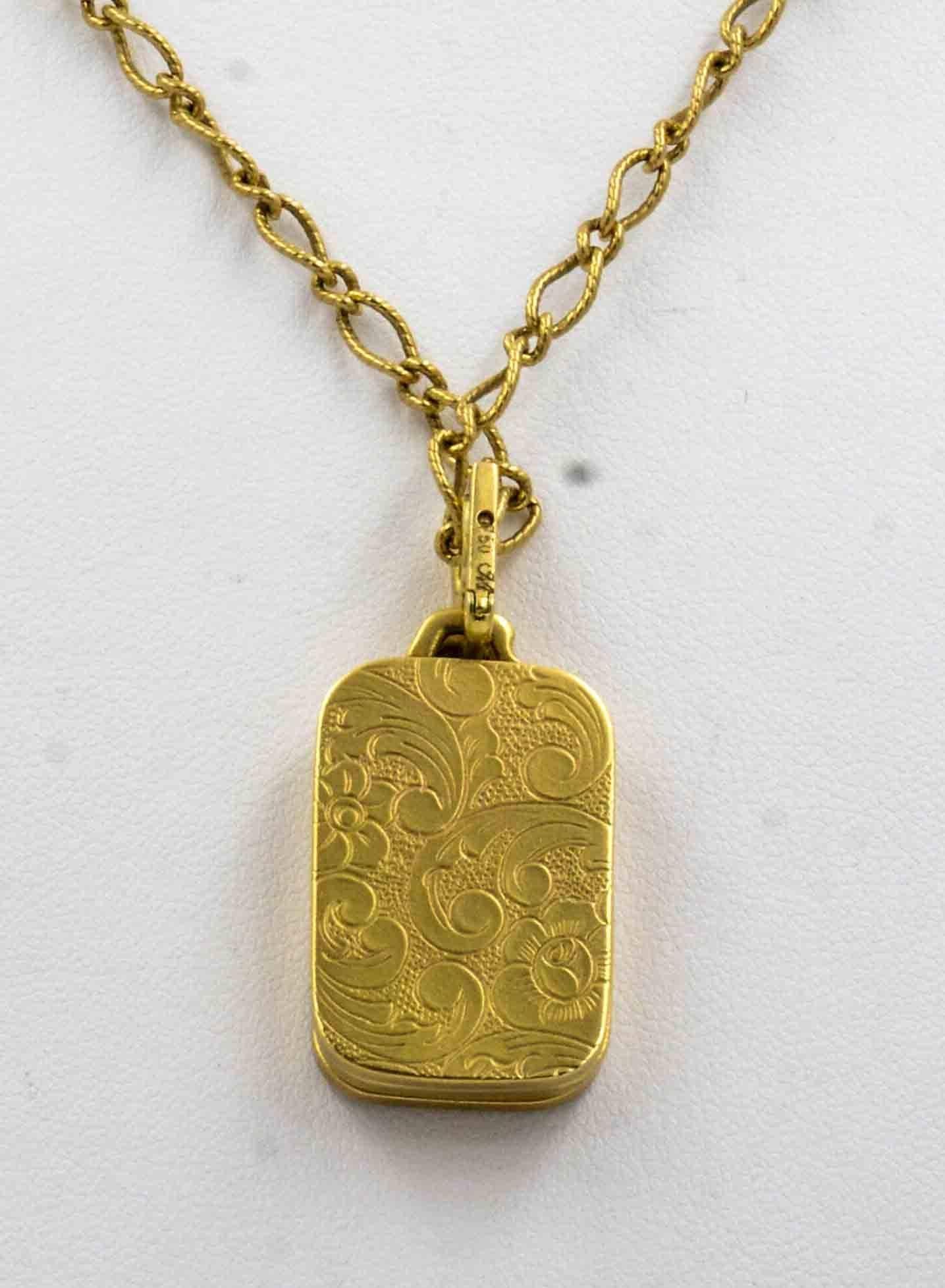 Monica Kosann Image Holder Diamond 18 Karat Yellow Gold Pendant 3