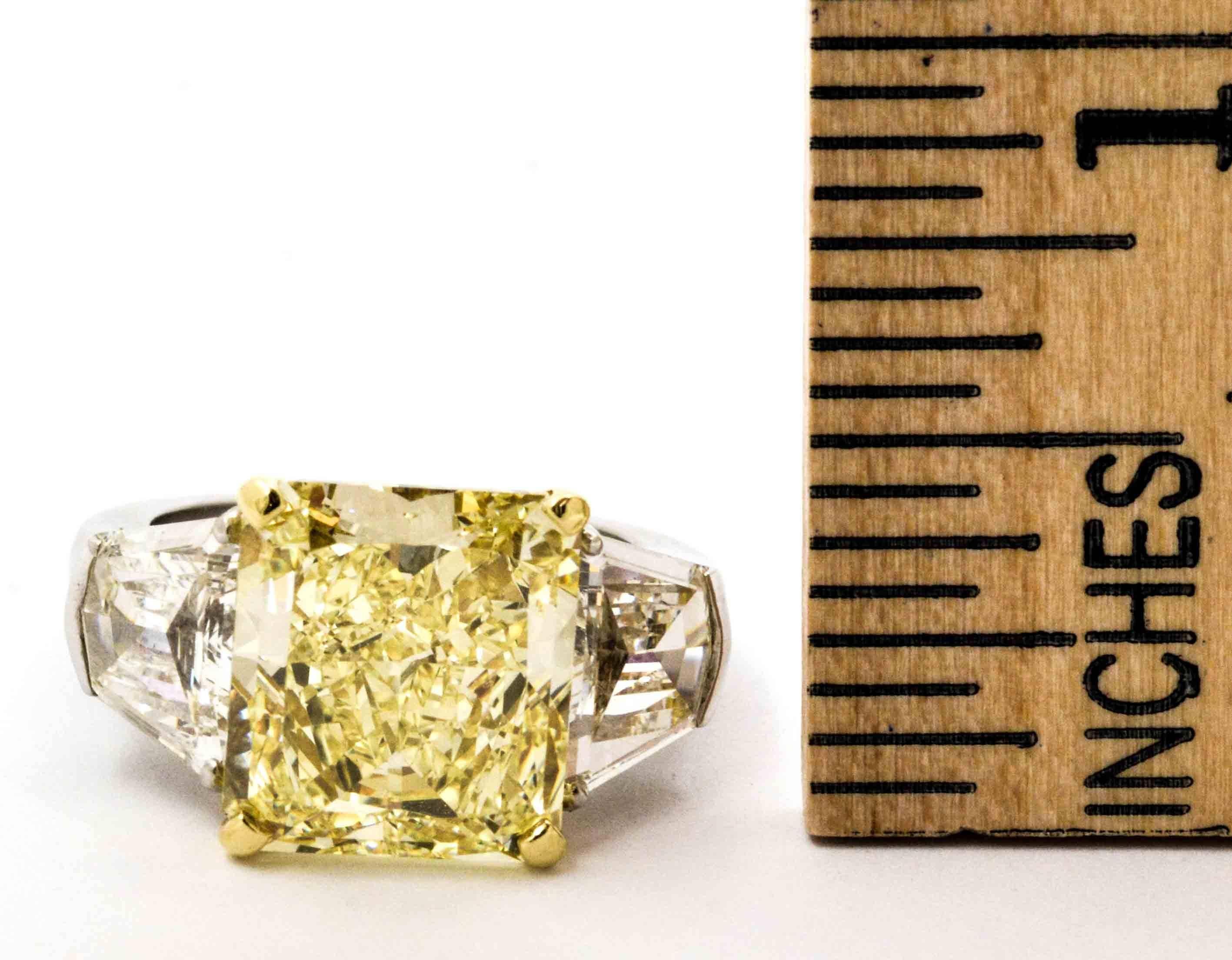 Modern 8.01 Carat Natural Fancy Yellow Diamond Platinum Engagement Eiseman Jewels Ring