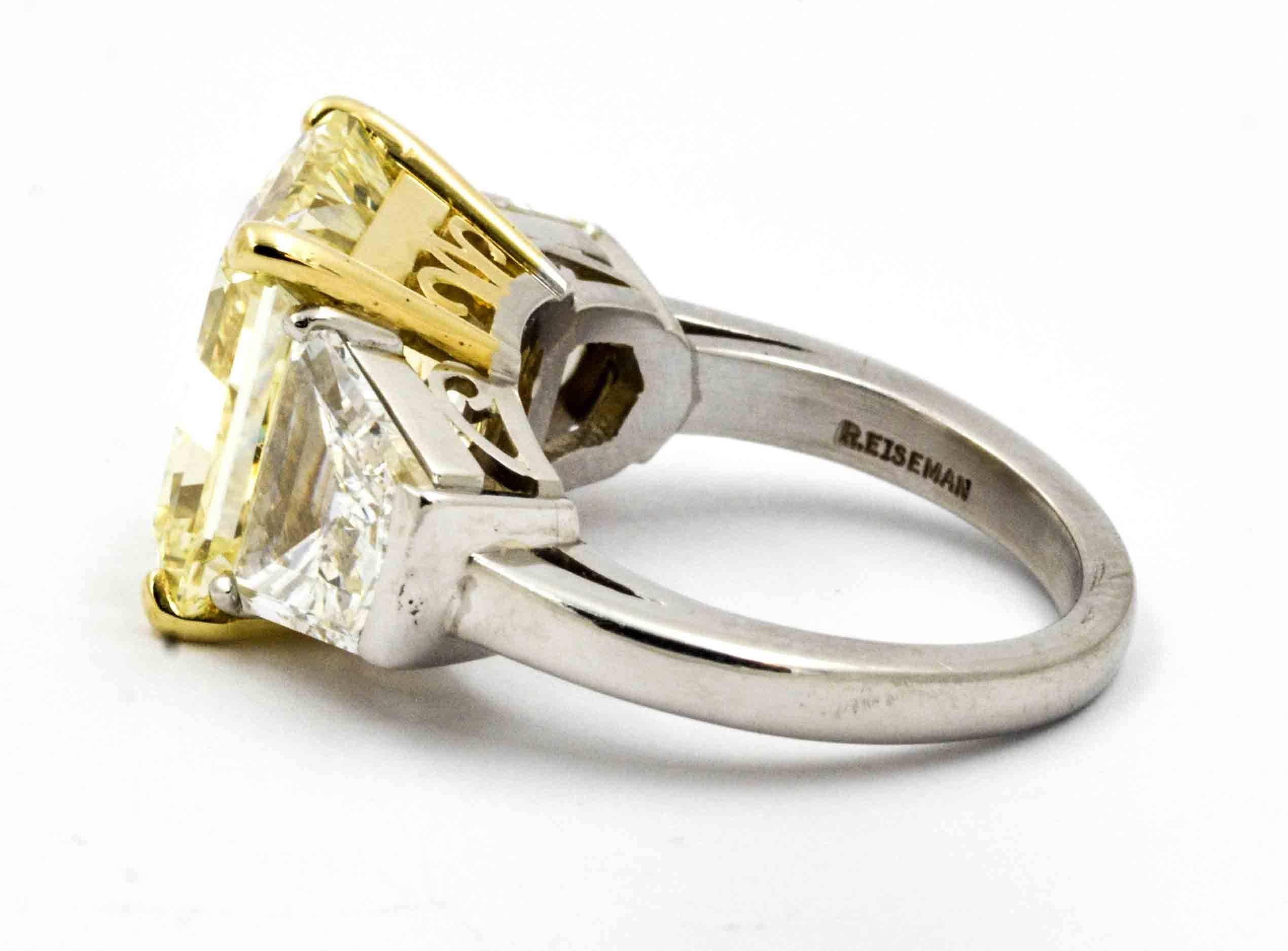 8.01 Carat Natural Fancy Yellow Diamond Platinum Engagement Eiseman Jewels Ring 1