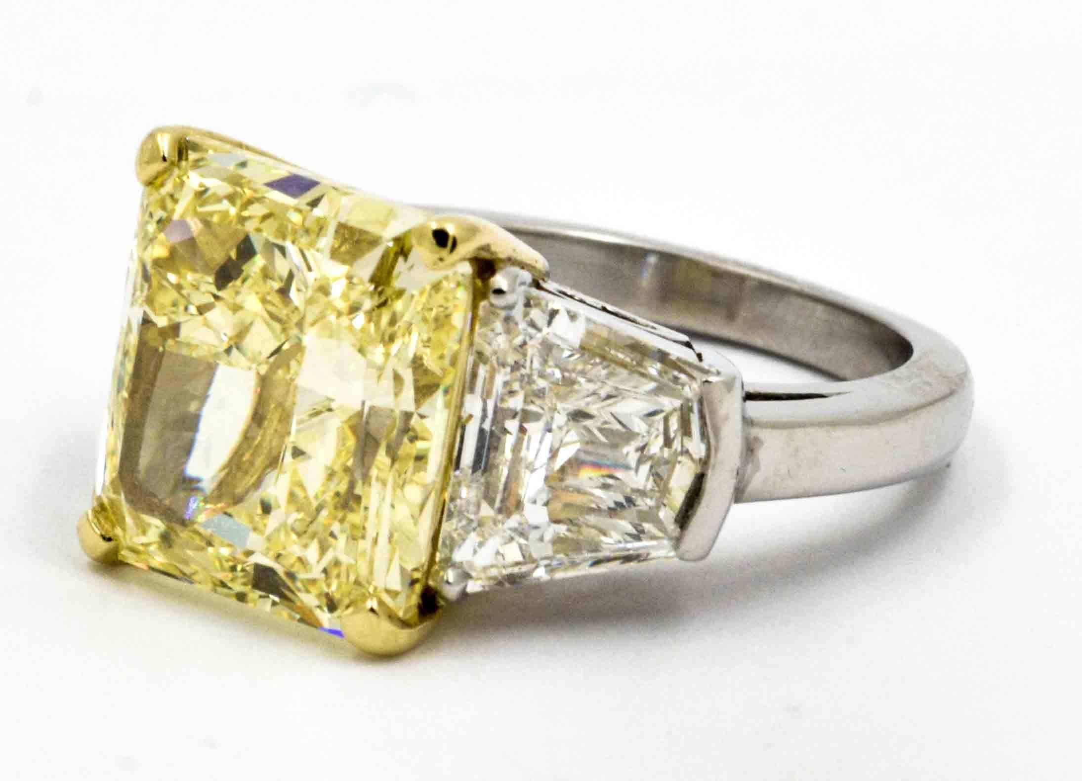 8.01 Carat Natural Fancy Yellow Diamond Platinum Engagement Eiseman Jewels Ring 3
