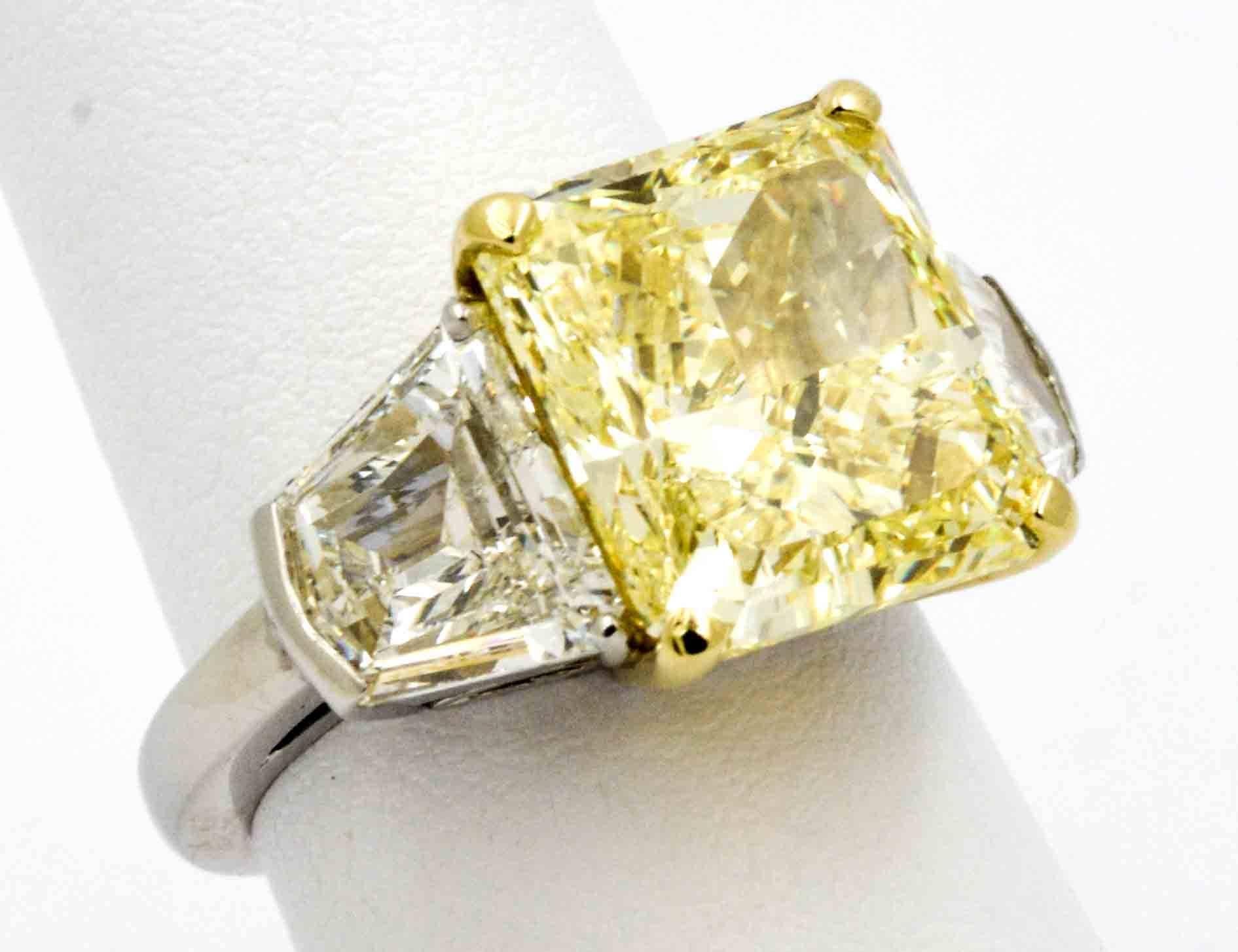 8.01 Carat Natural Fancy Yellow Diamond Platinum Engagement Eiseman Jewels Ring 4