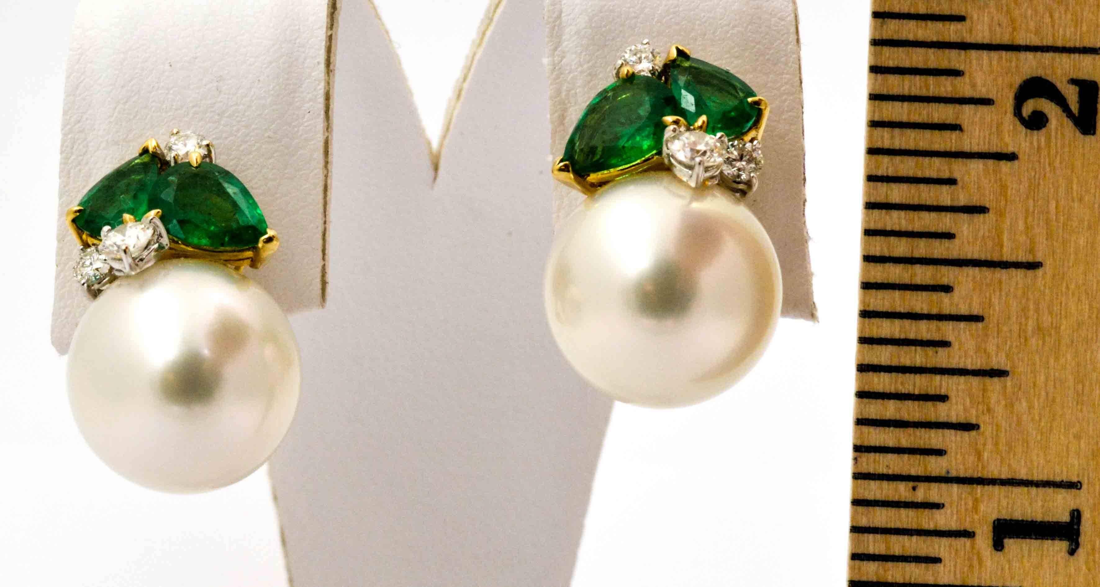 pearl and emerald earrings