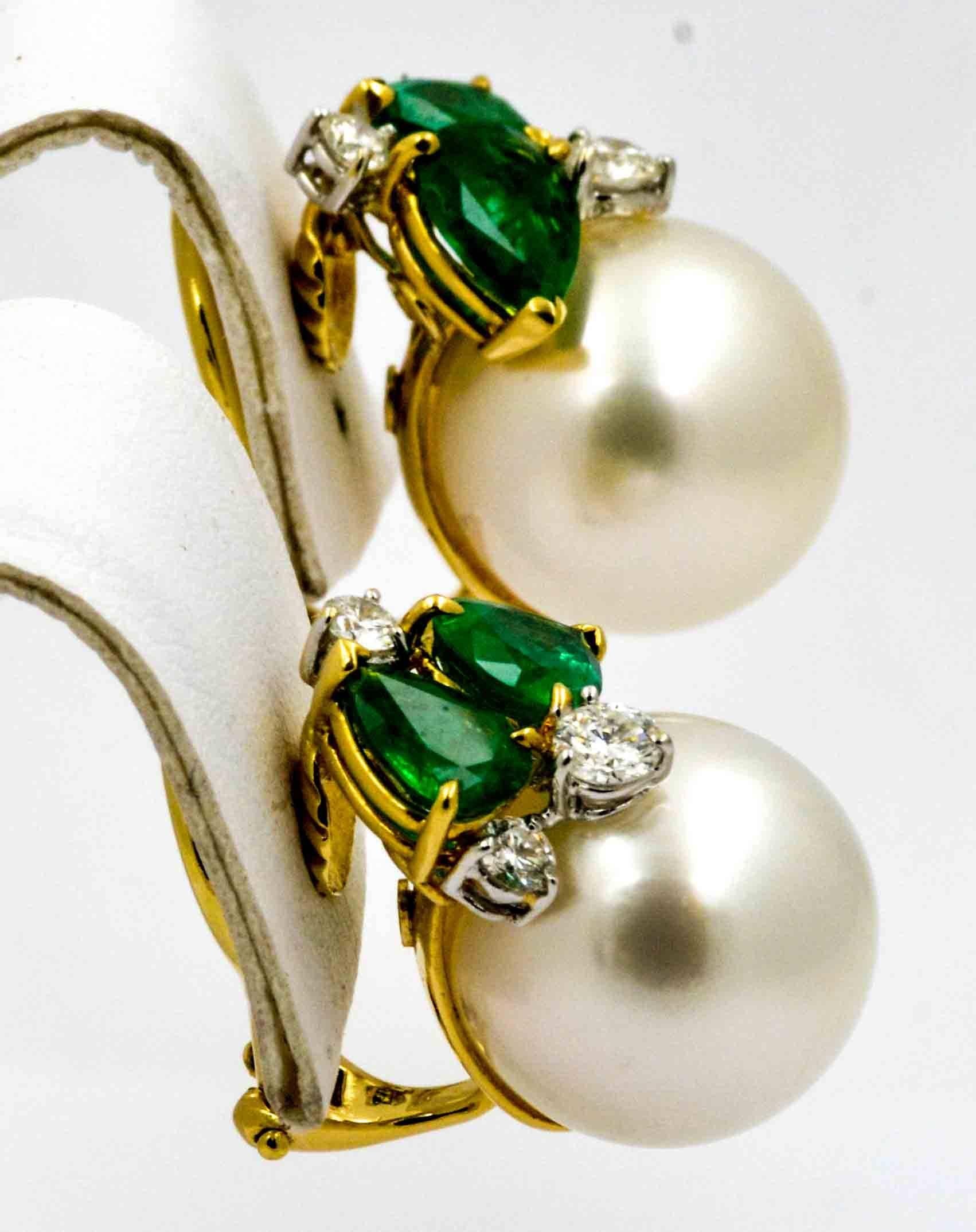 pearl emerald earrings