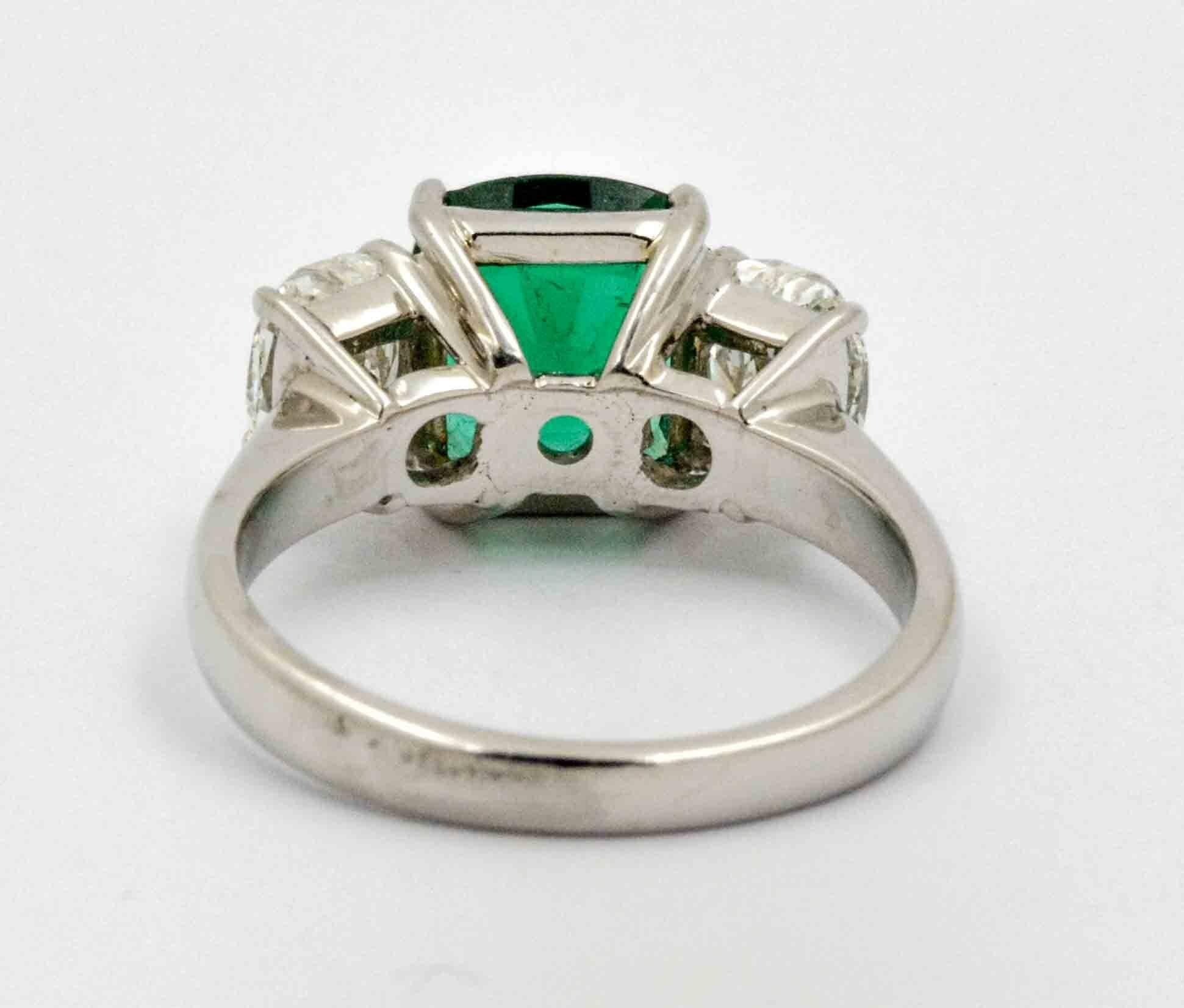 J B Star 1.80 Carat Emerald Diamond Platinum Engagement Ring 2