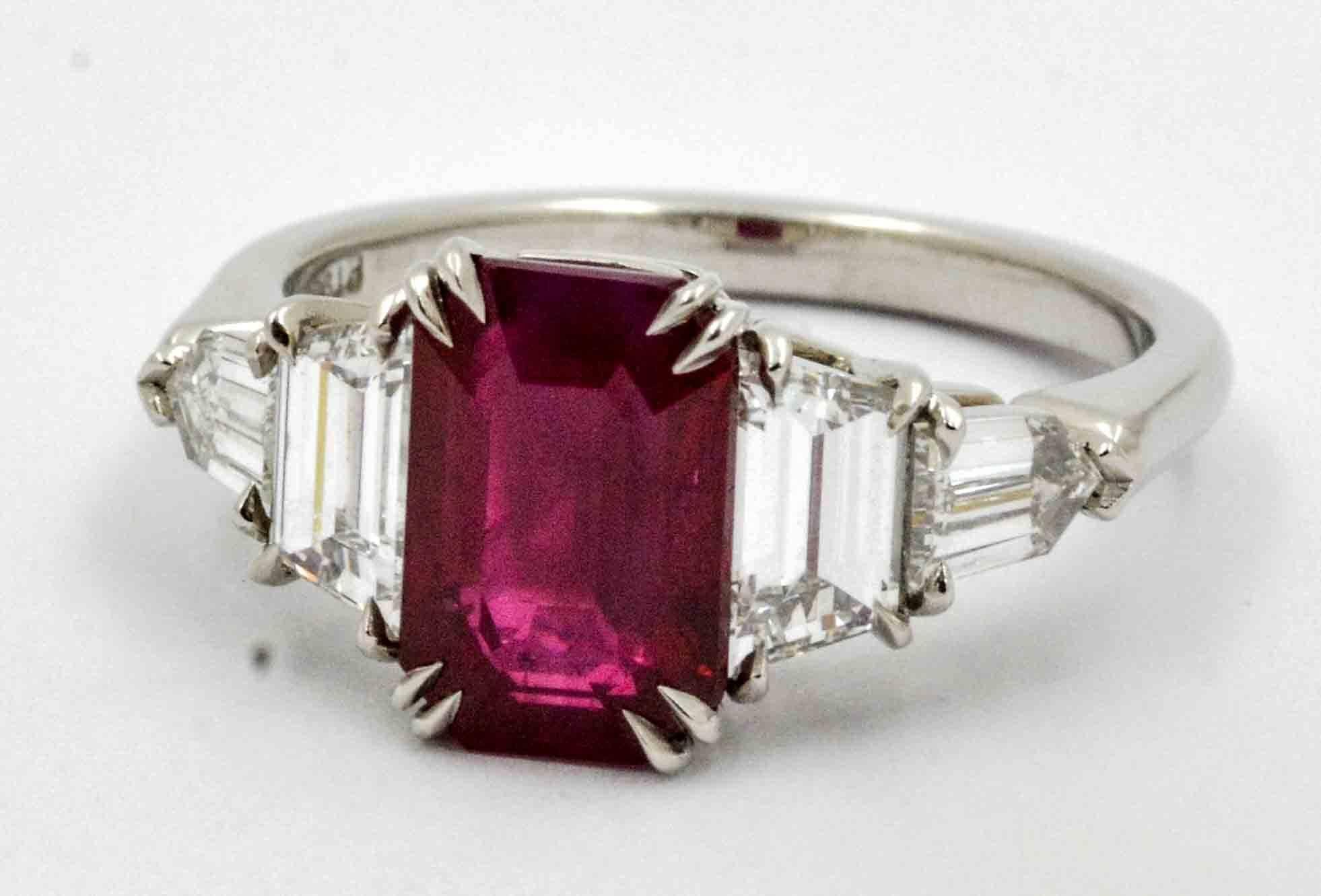 ruby emerald cut ring