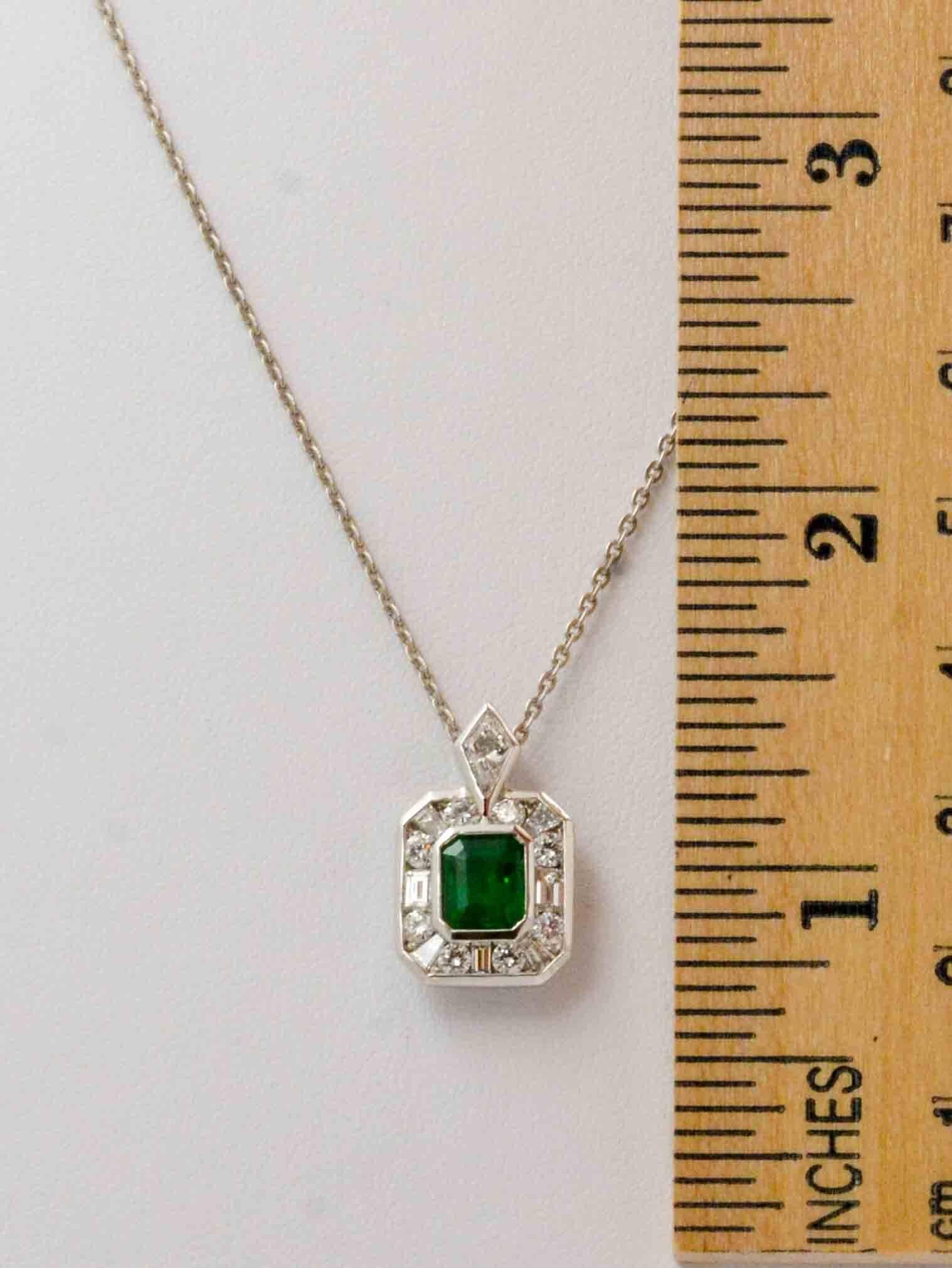 Emerald Diamond Platinum Pendant 2