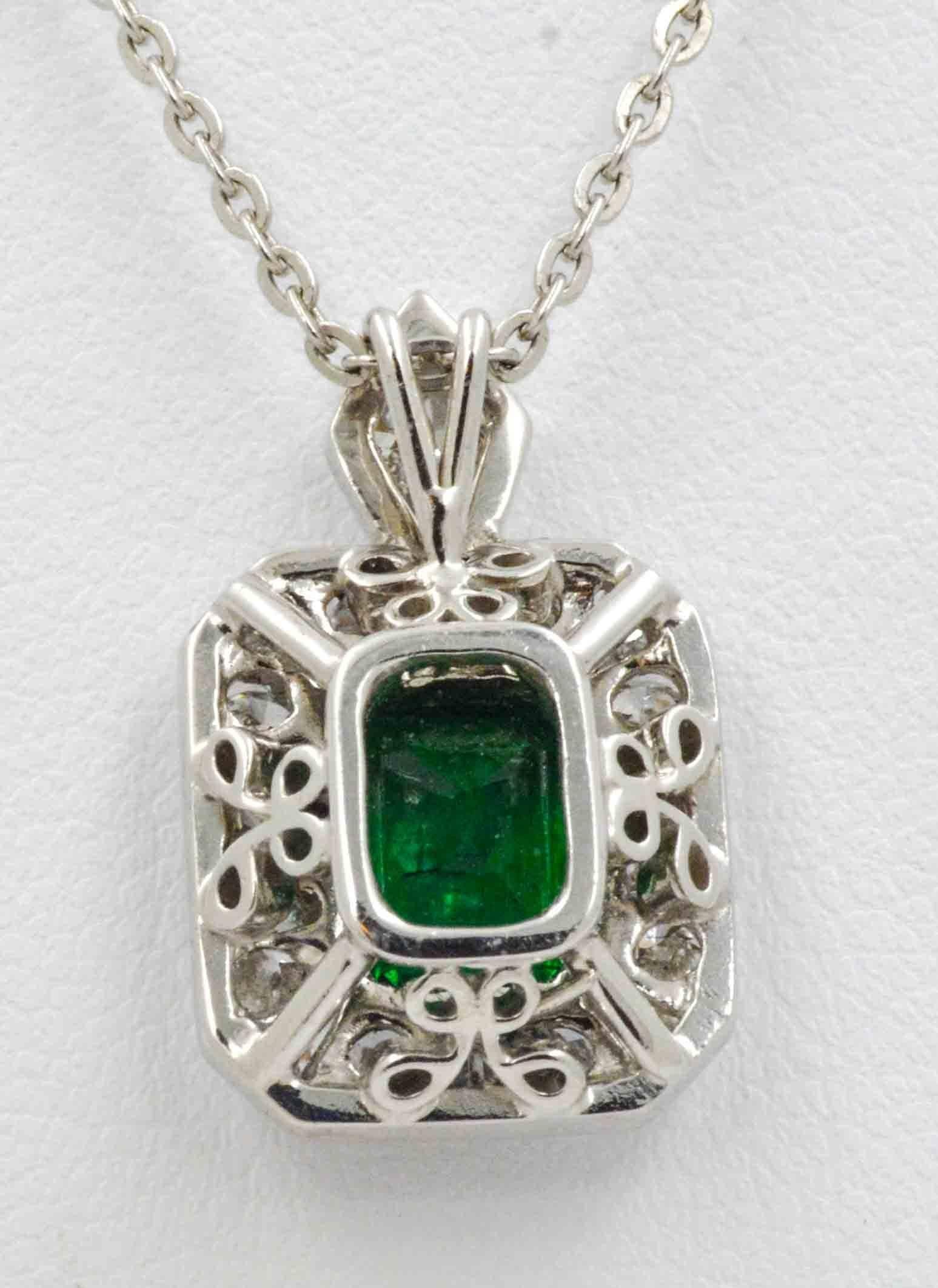 Emerald Diamond Platinum Pendant 3