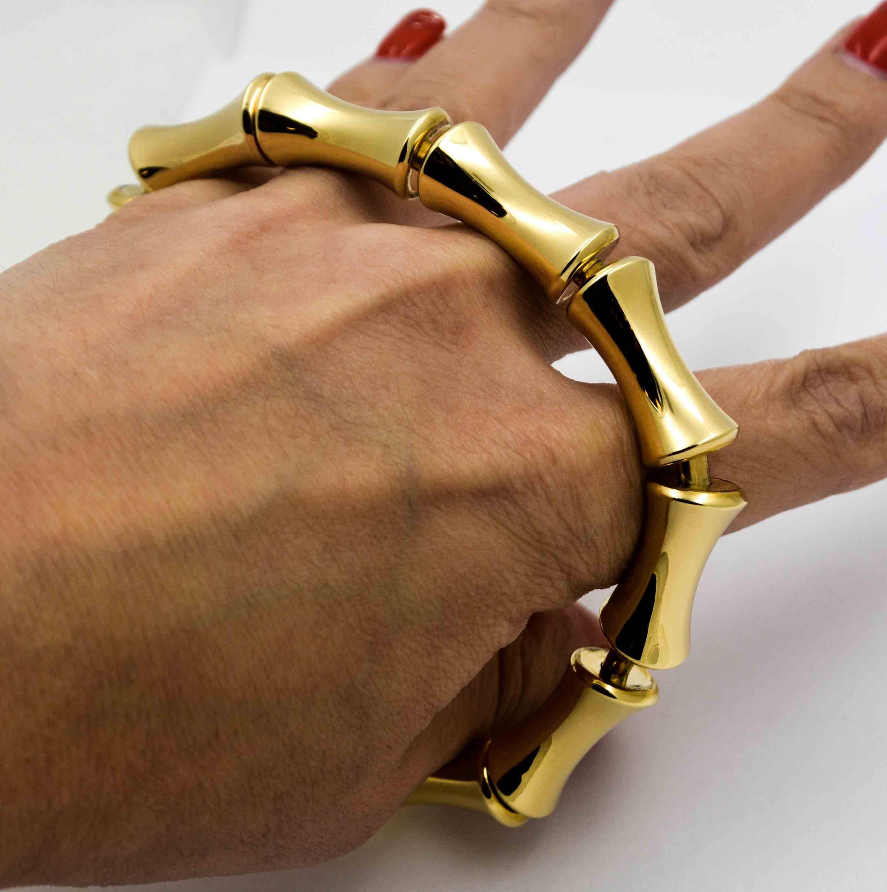Modern Gucci Pink Gold Expandable Bamboo Bracelet