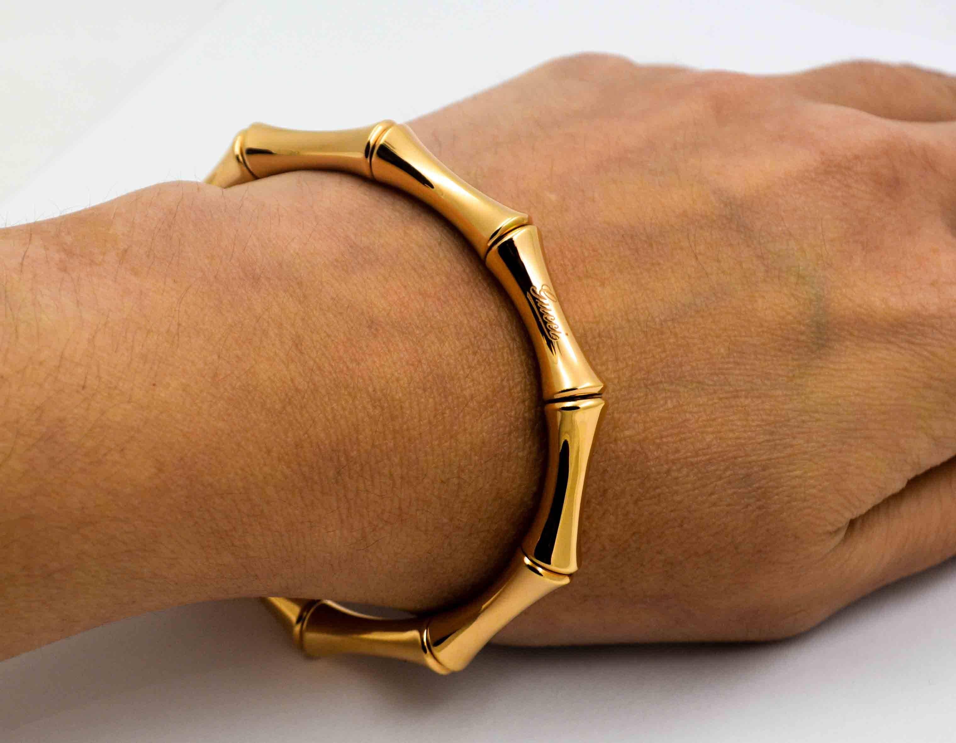 Modern Gucci Bamboo Pink Gold Expandable Bracelet