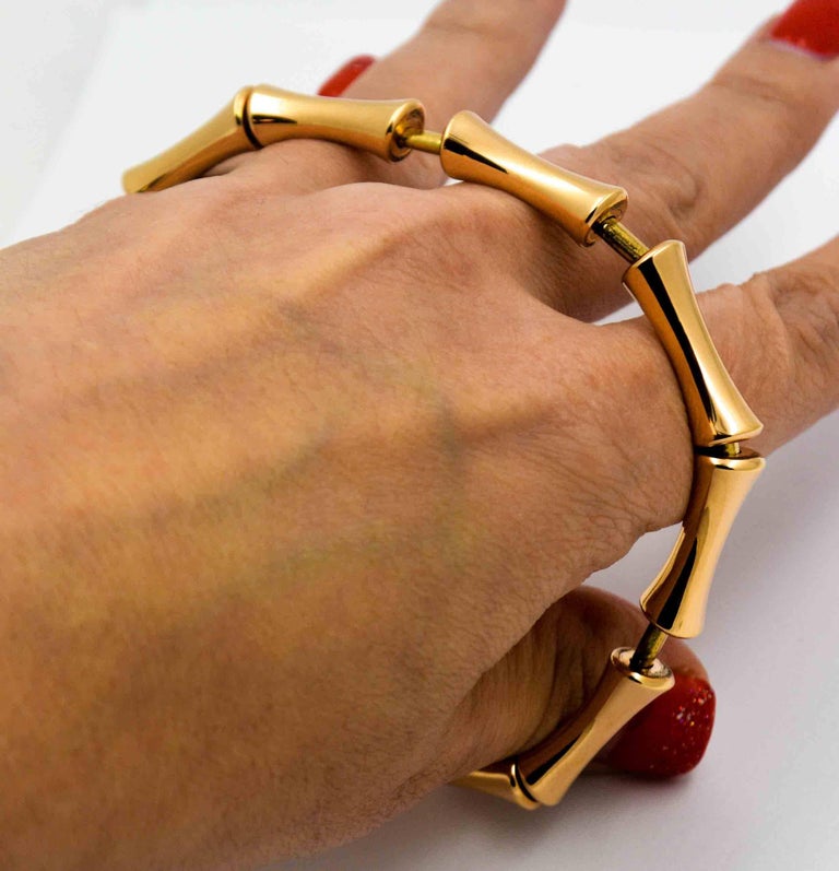 Gucci Bamboo Pink Gold Expandable Bracelet at 1stDibs