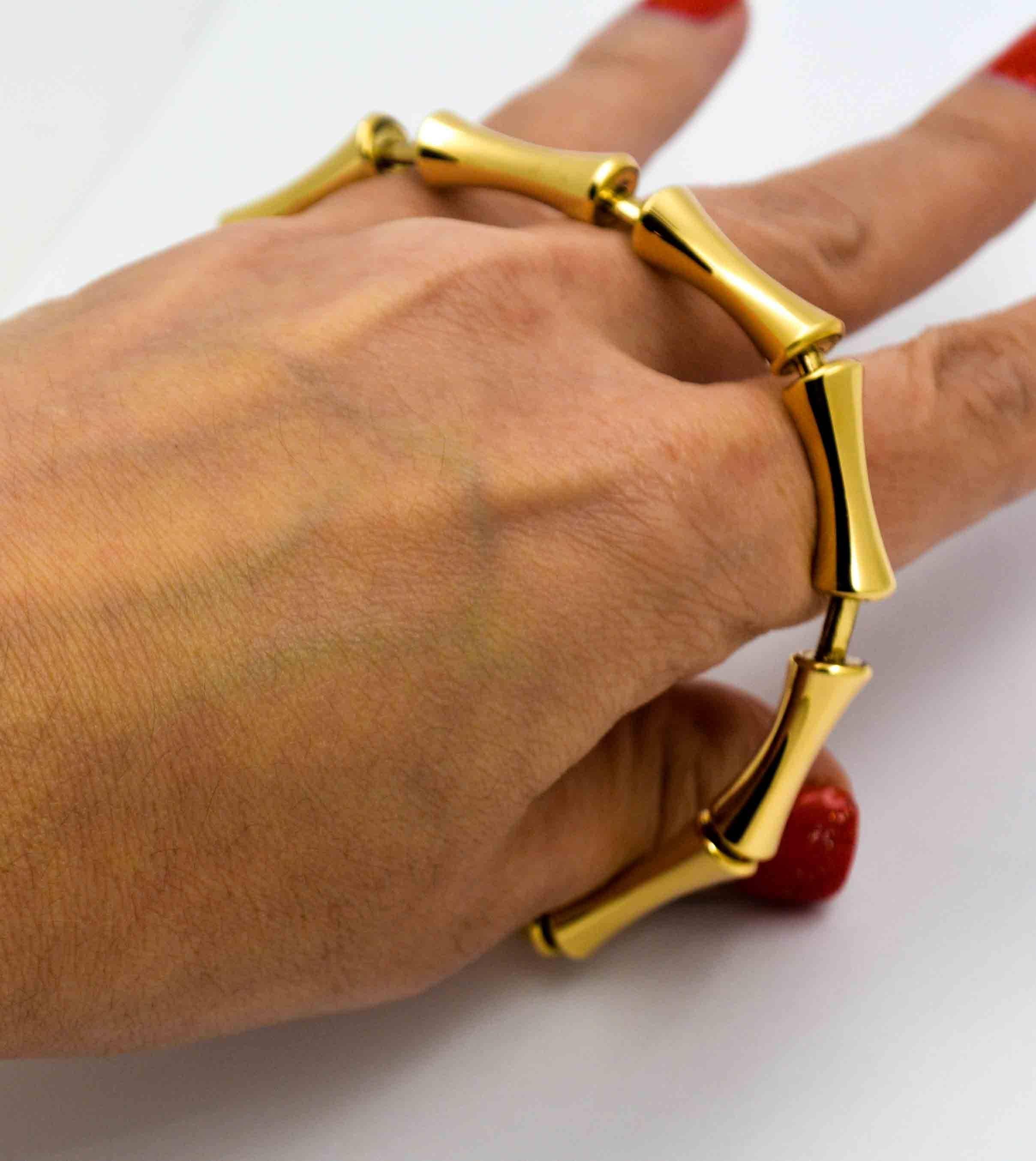 Women's Gucci Bamboo 18 Karat Yellow Gold Stretch Bracelet
