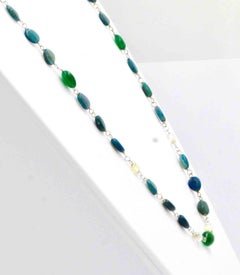 Opal Emerald and Diamond Briolette Necklace