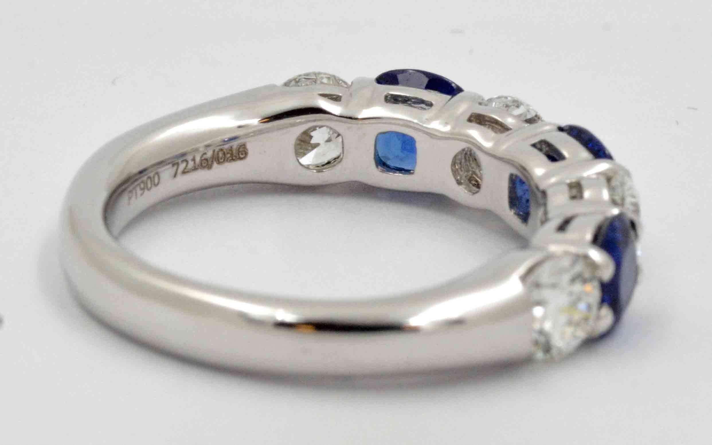 Blue Sapphire Diamond JB Star Anniversary Ring In New Condition In Dallas, TX