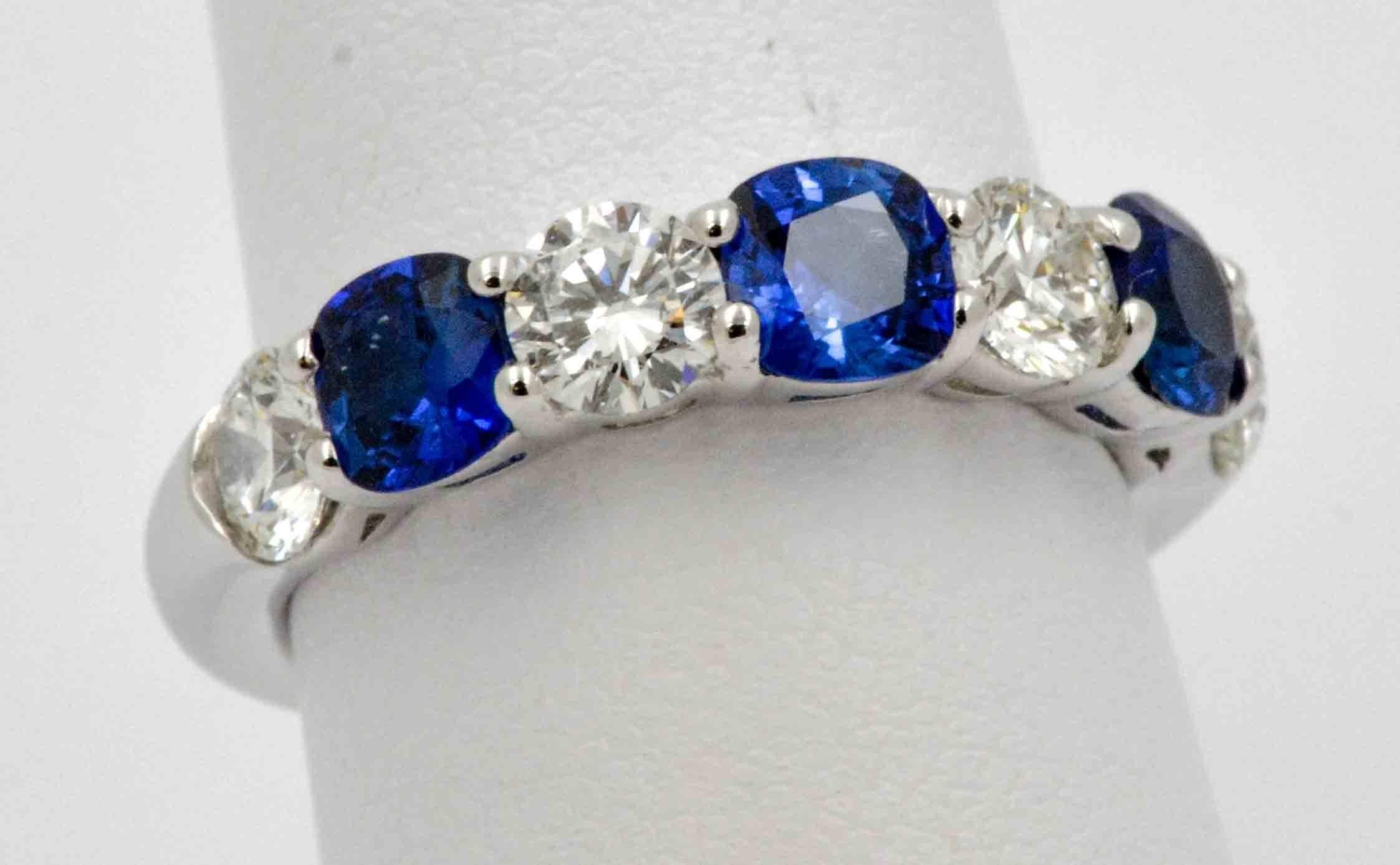 Blue Sapphire Diamond JB Star Anniversary Ring 3