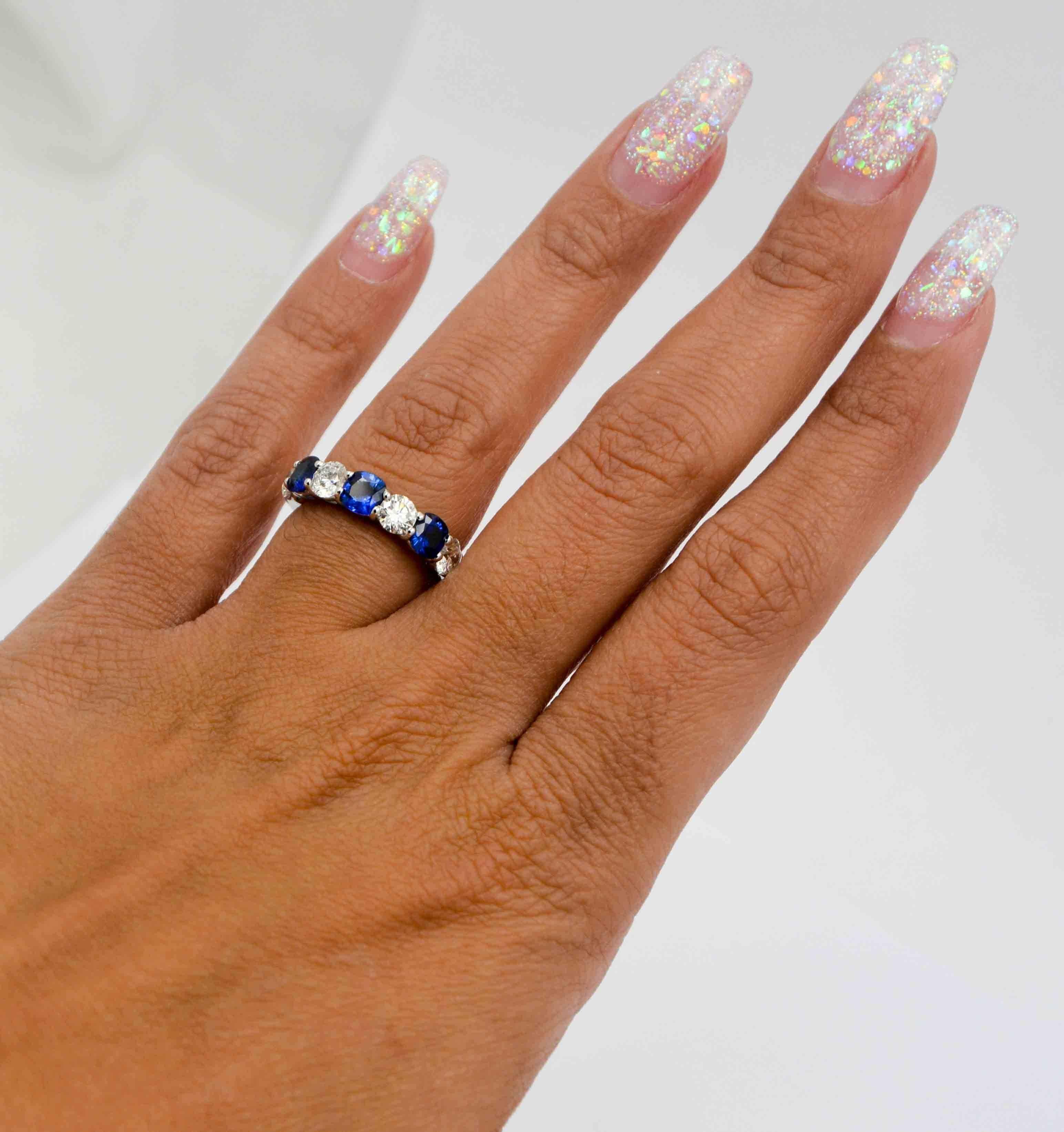 Blue Sapphire Diamond JB Star Anniversary Ring 4