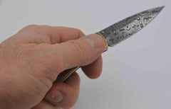 William Henry Damascus Steel 24 Karat Gold and Mother-of-Pearl Dress Knife