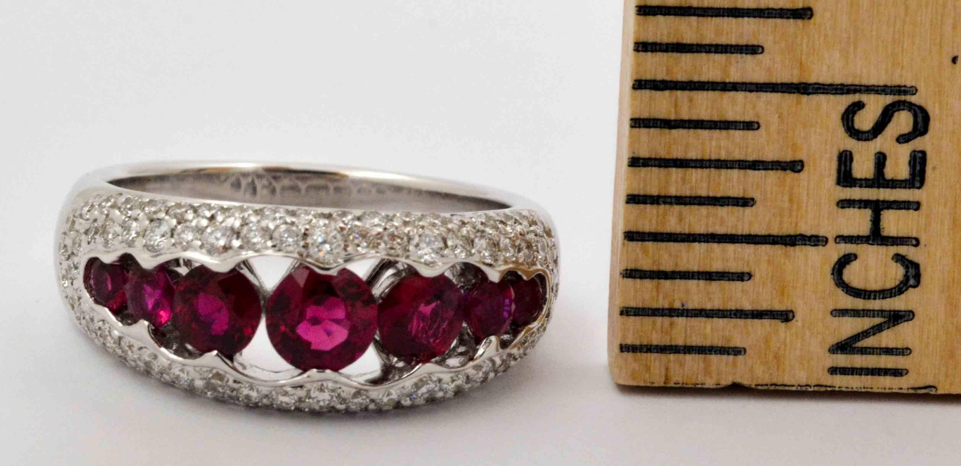 Ruby and .68 ct Pave Diamonds 18 KW Gold Ring In New Condition In Dallas, TX