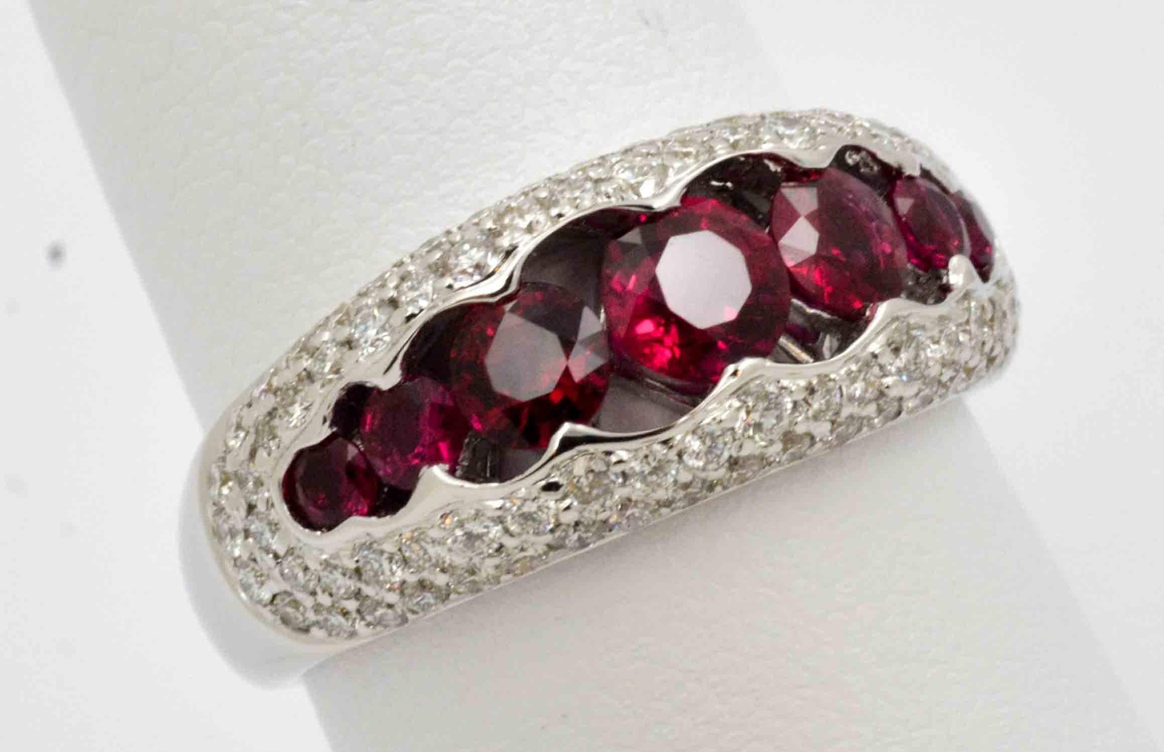 Ruby and .68 ct Pave Diamonds 18 KW Gold Ring 1