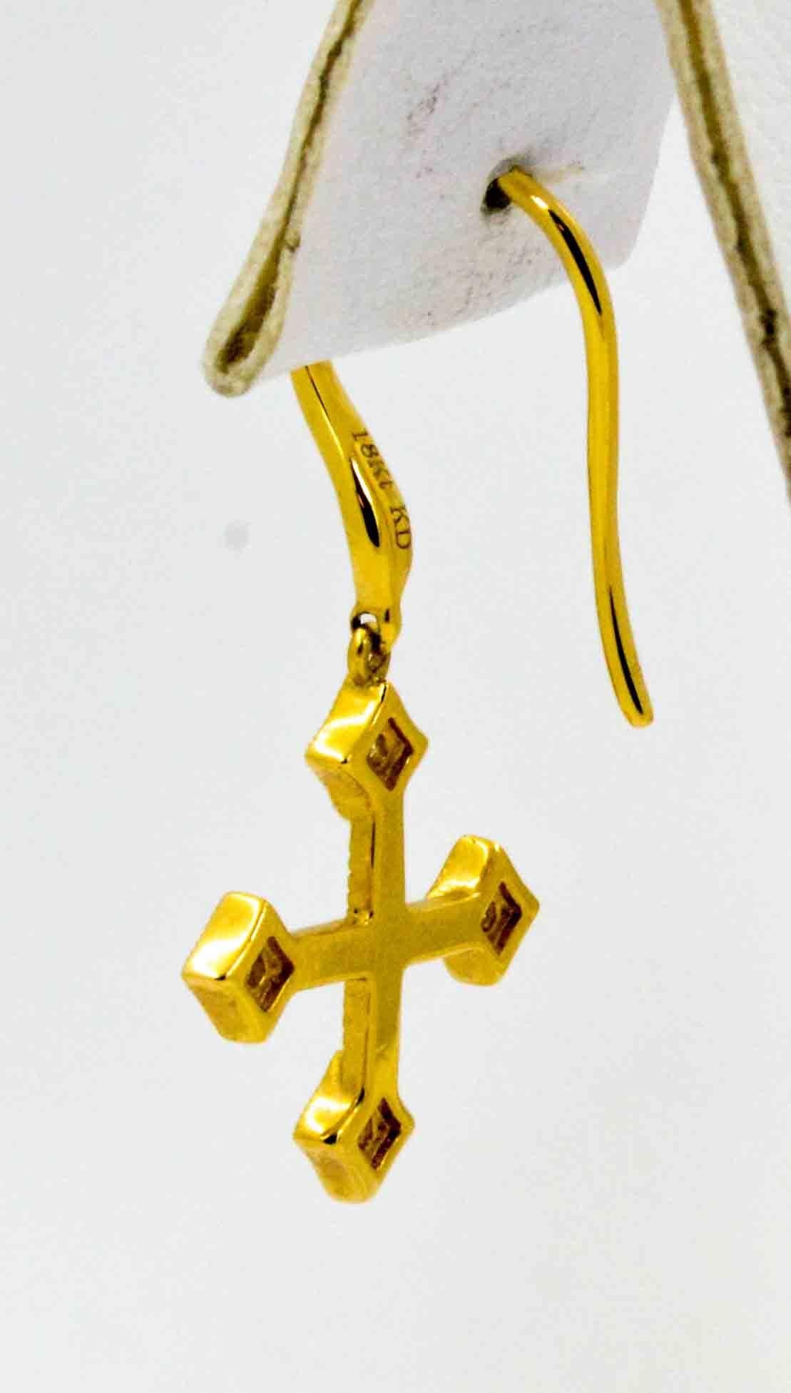 Modern Katie Decker Diamond 18 KY Gold Maltese Cross Earrings from Eiseman Jewels