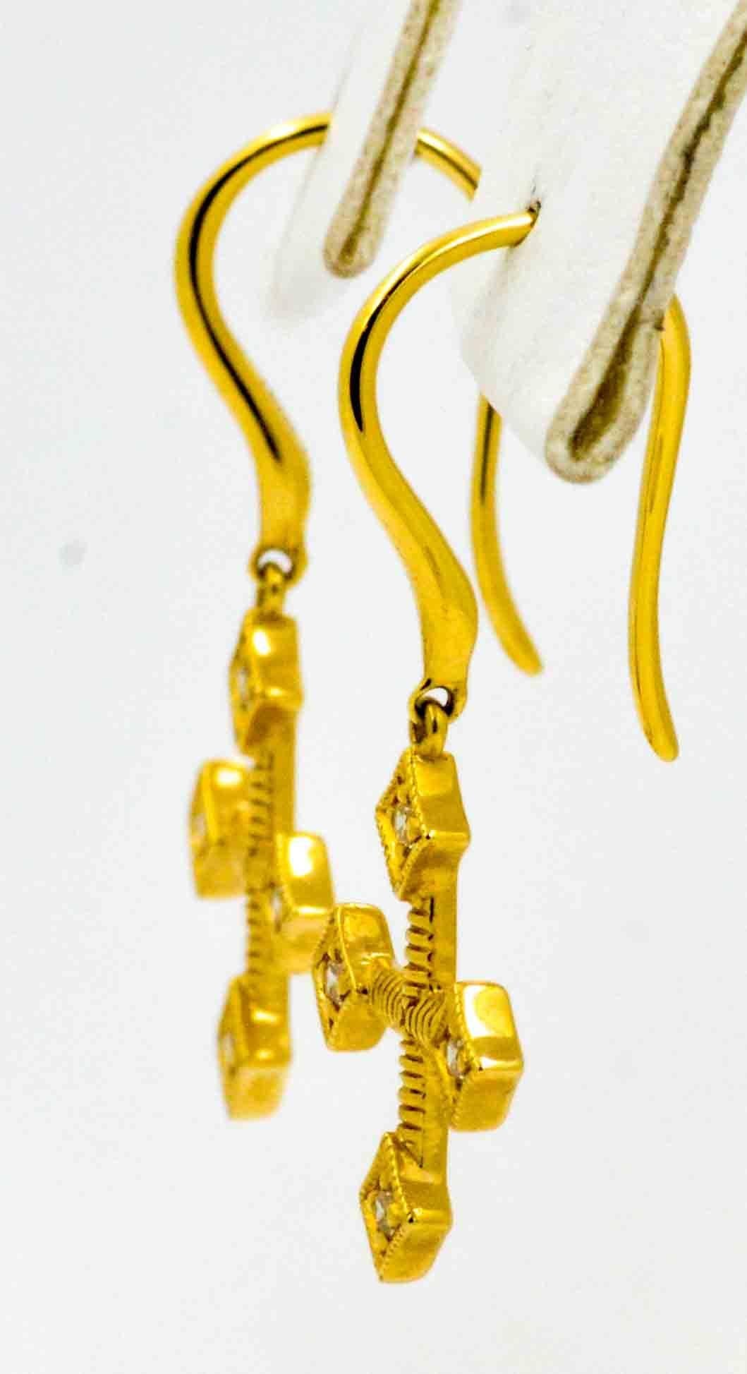 Katie Decker Diamond 18 KY Gold Maltese Cross Earrings from Eiseman Jewels In New Condition In Dallas, TX