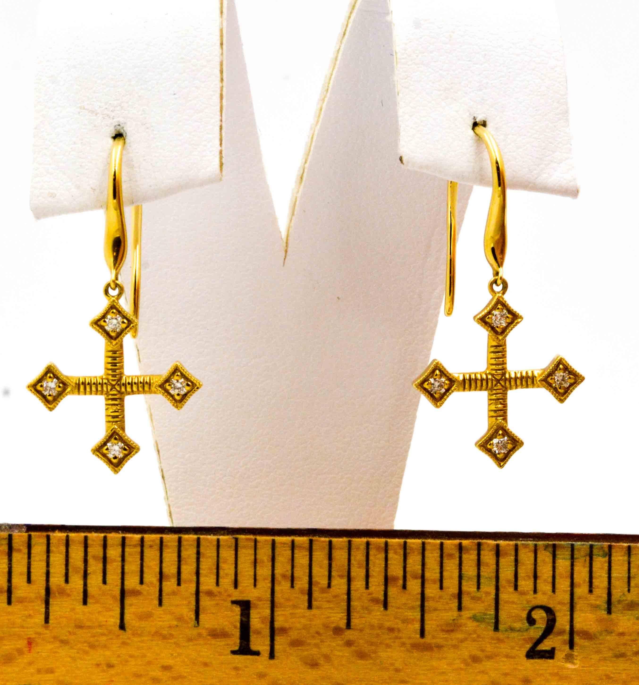 Katie Decker Diamond 18 KY Gold Maltese Cross Earrings from Eiseman Jewels 1