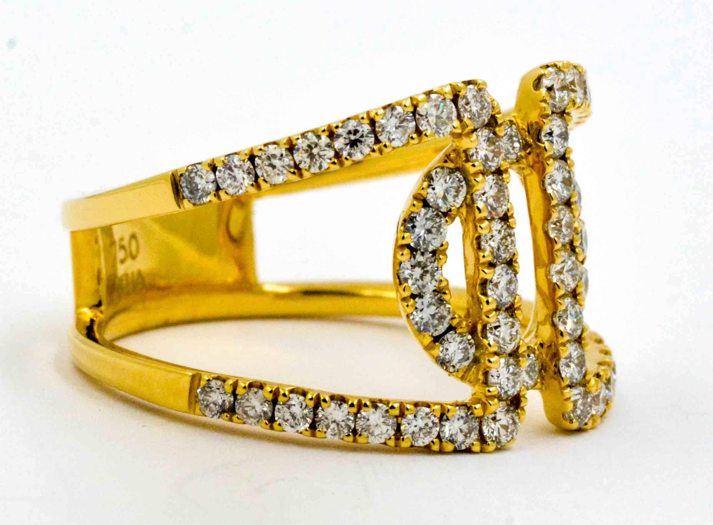 Modern Odelia 18K Yellow Gold Diamond Open Frame Fashion Ring