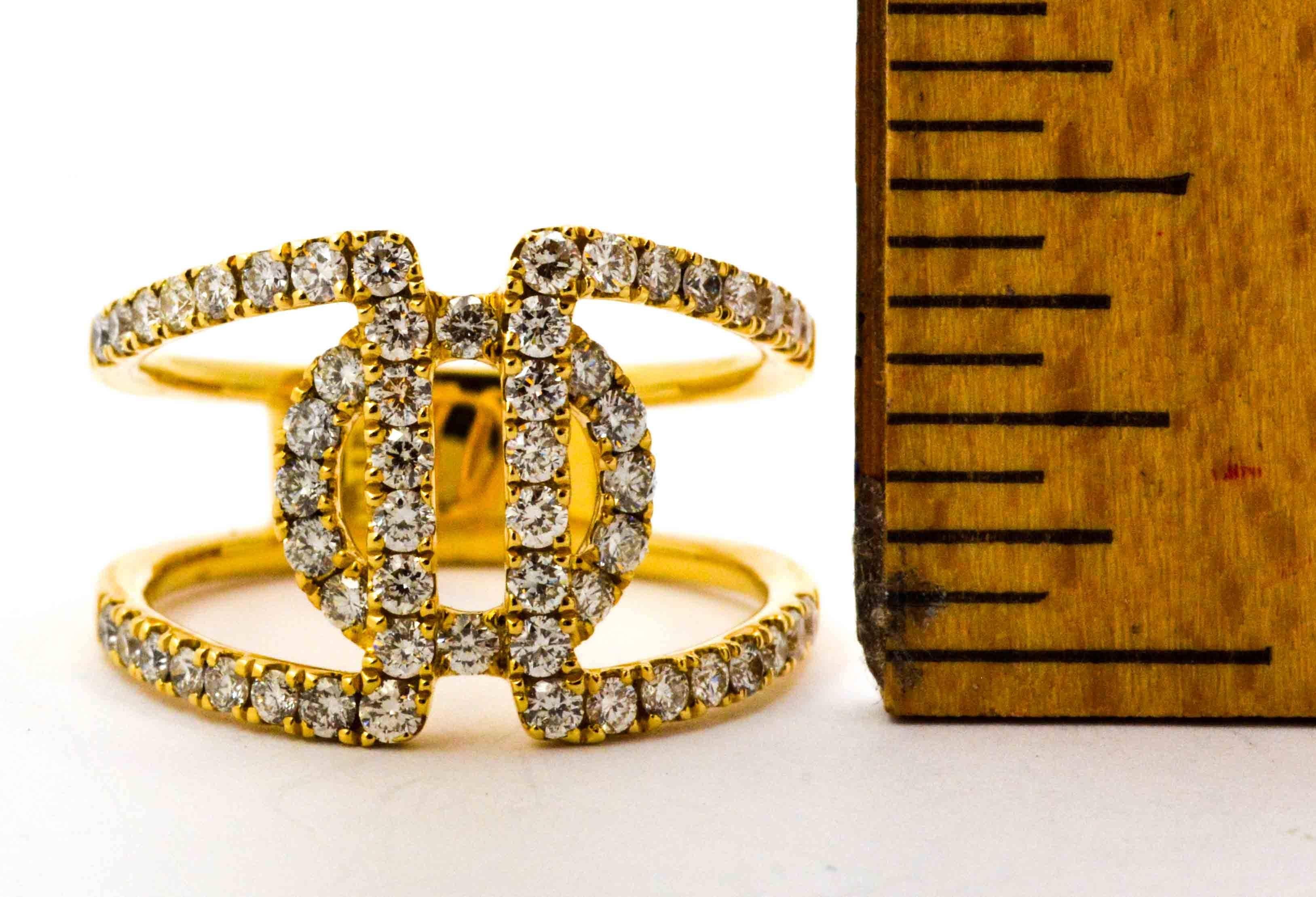 Odelia 18K Yellow Gold Diamond Open Frame Fashion Ring In New Condition In Dallas, TX