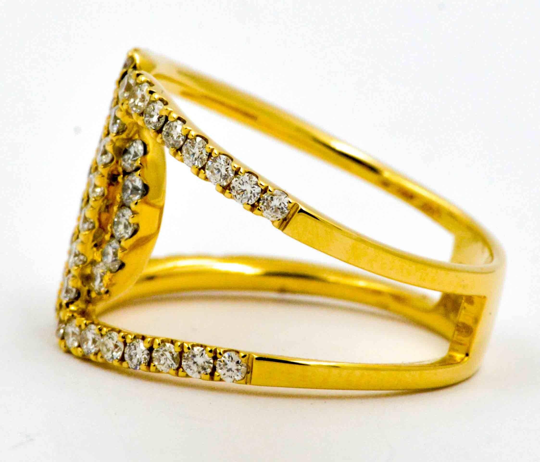 Odelia 18K Yellow Gold Diamond Open Frame Fashion Ring 2