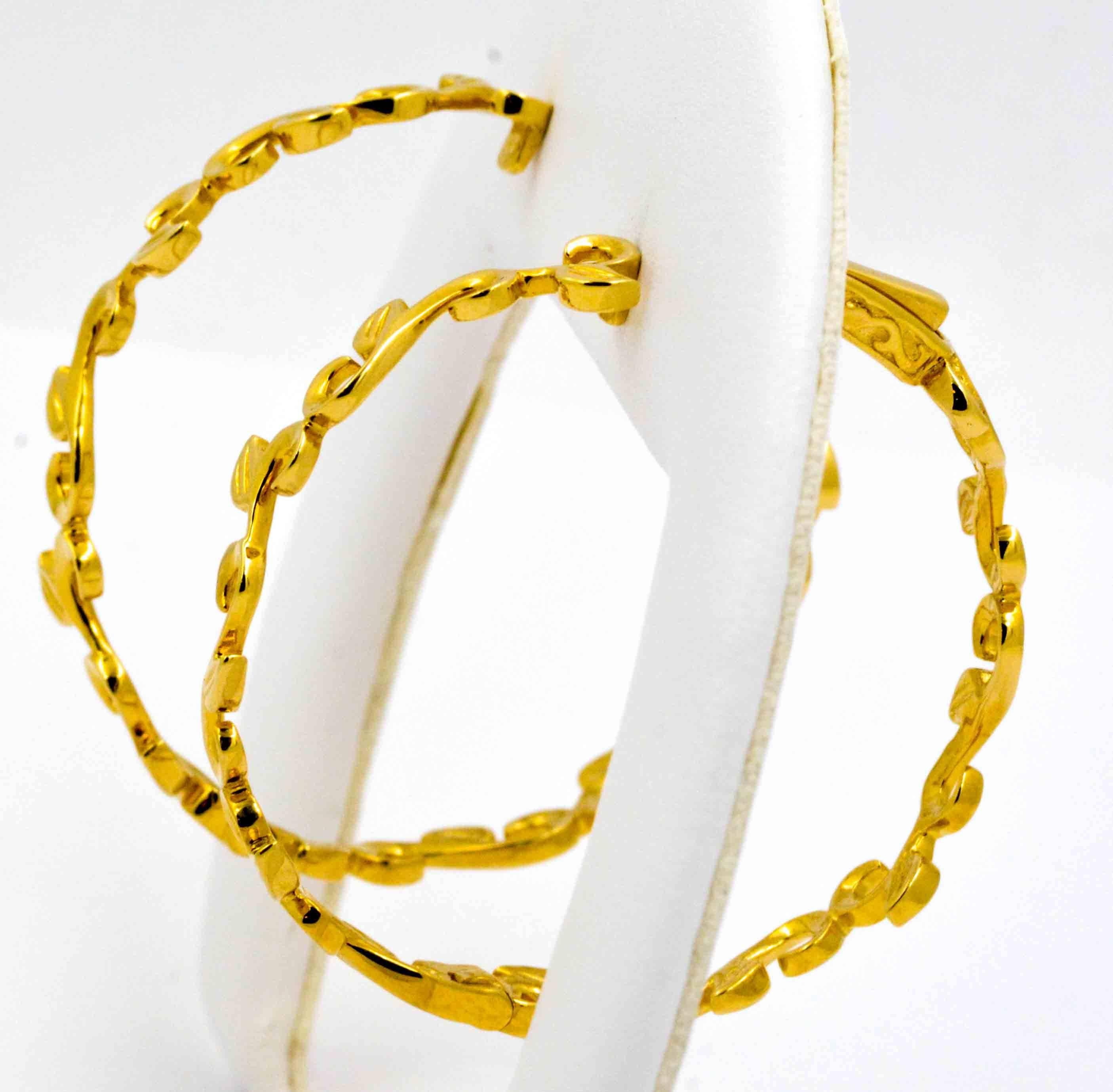 Katie Decker 18 kt Yellow Gold Ivy Scroll Hoop Earrings 1