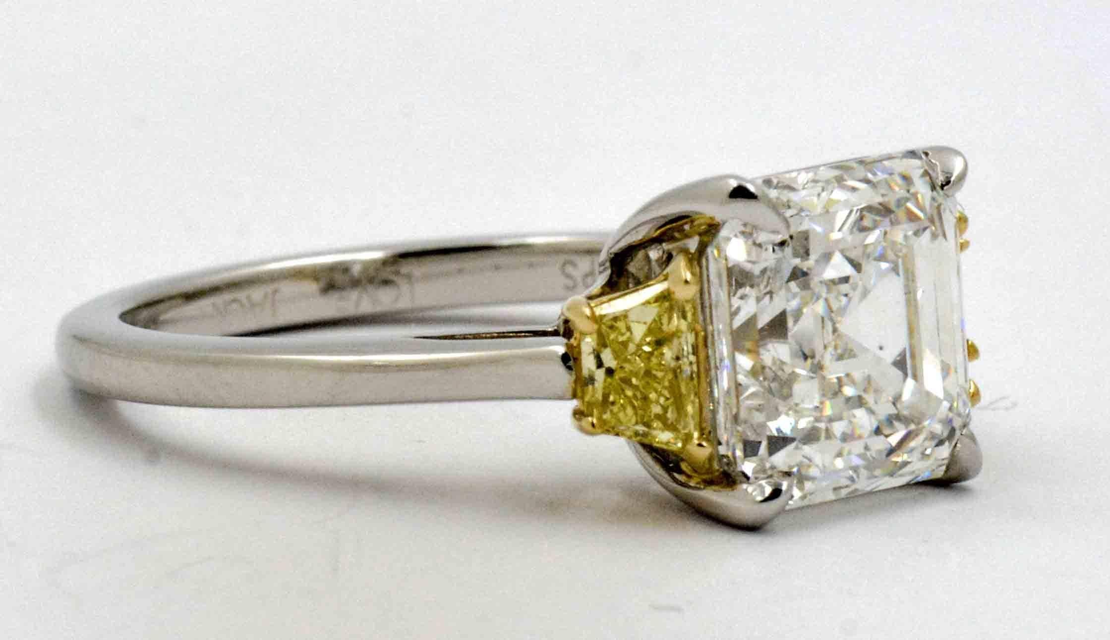 Women's Platinum White and Yellow Diamond Engagement Ring
