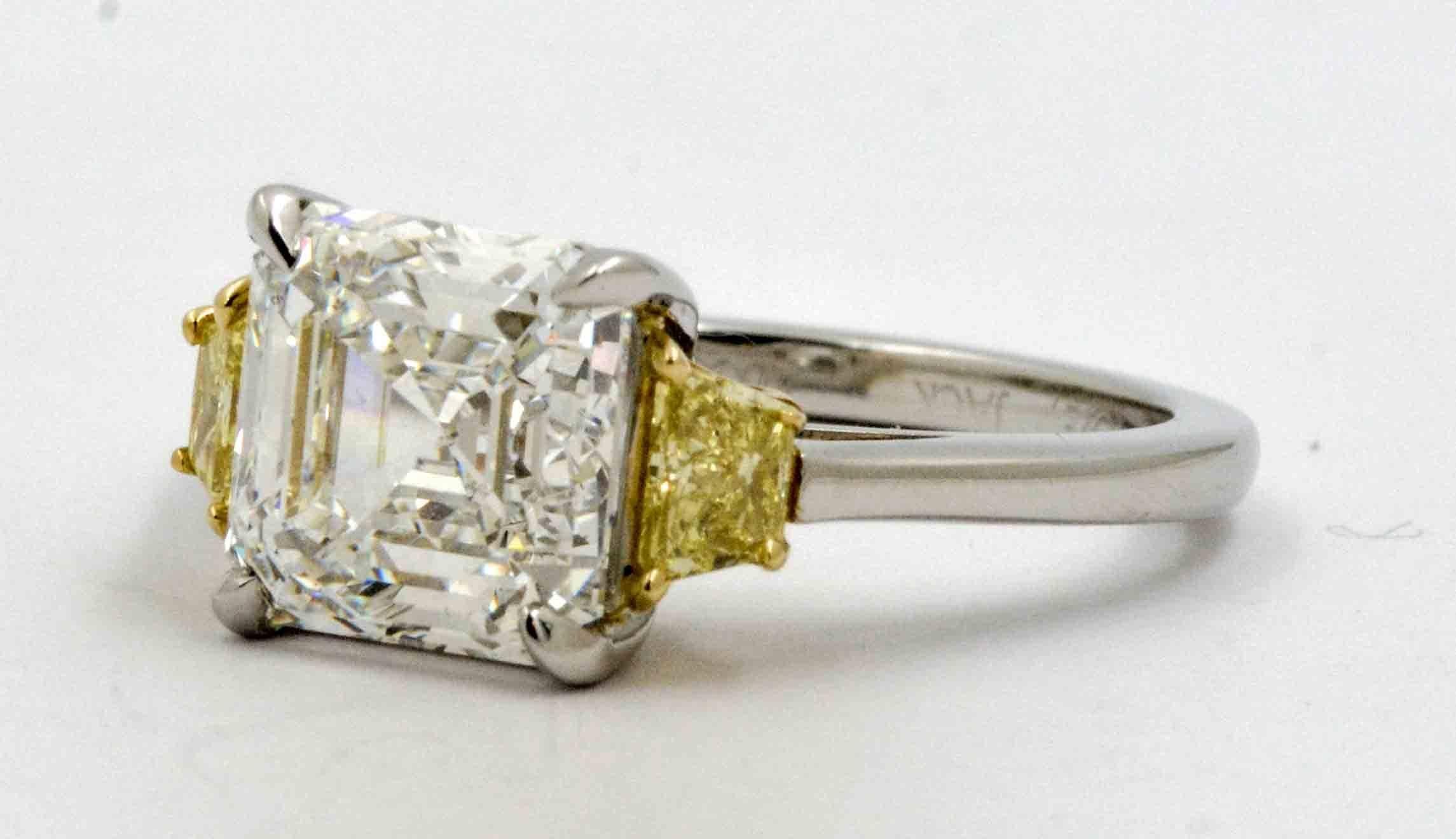 Platinum White and Yellow Diamond Engagement Ring 1