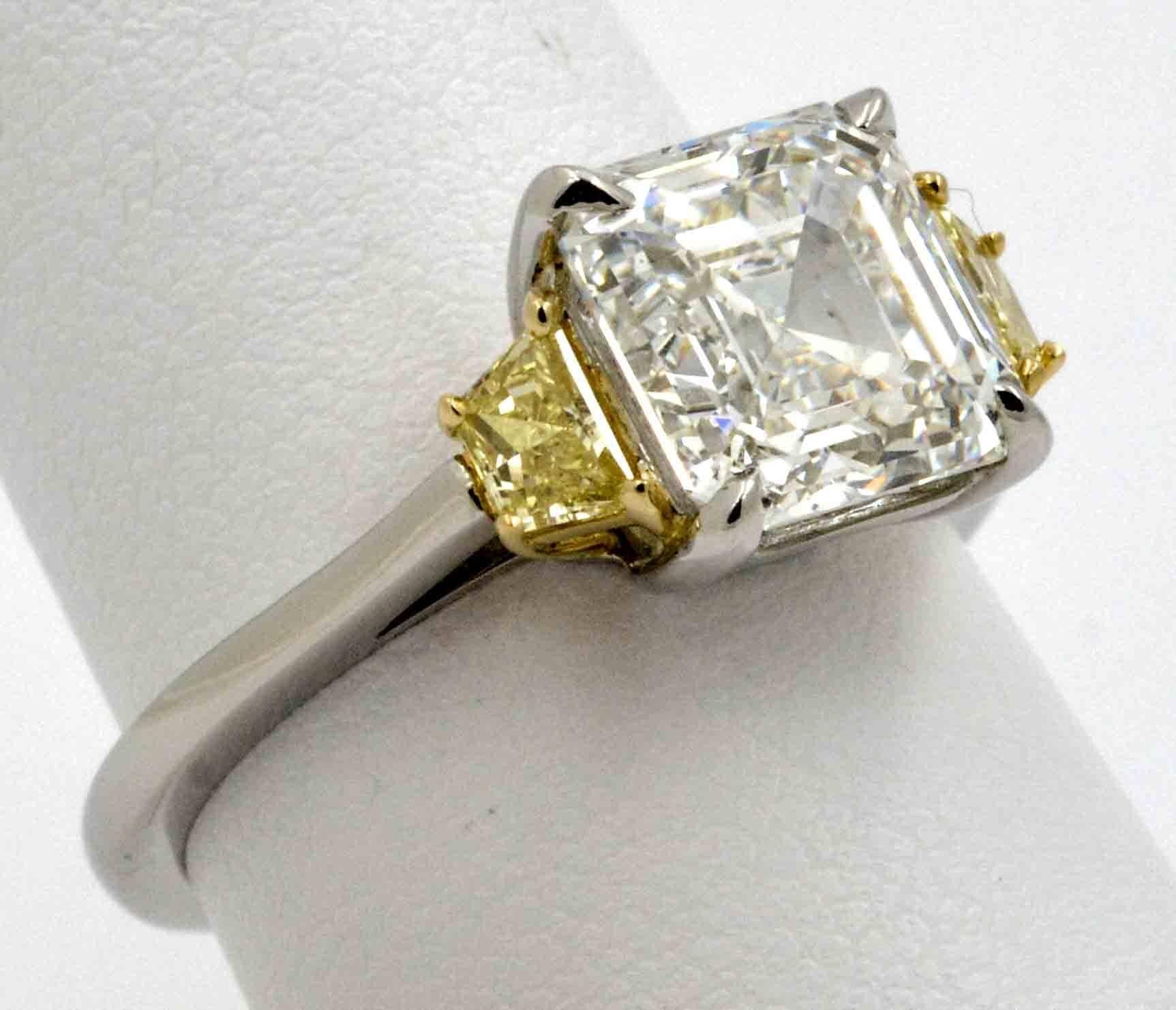 Platinum White and Yellow Diamond Engagement Ring 2