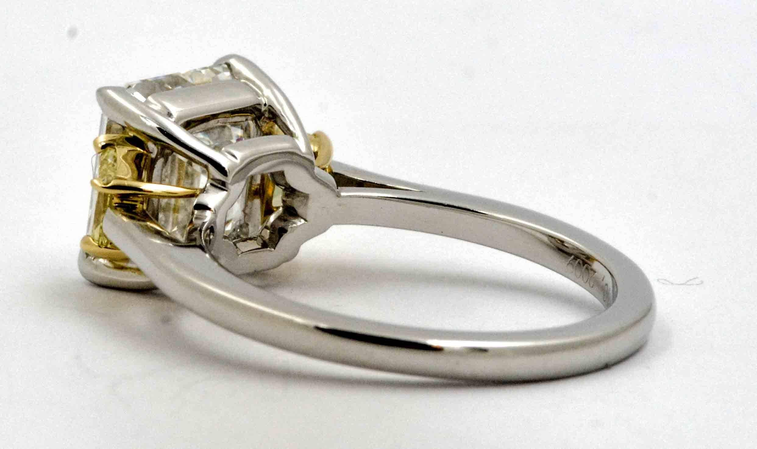 Platinum White and Yellow Diamond Engagement Ring 3