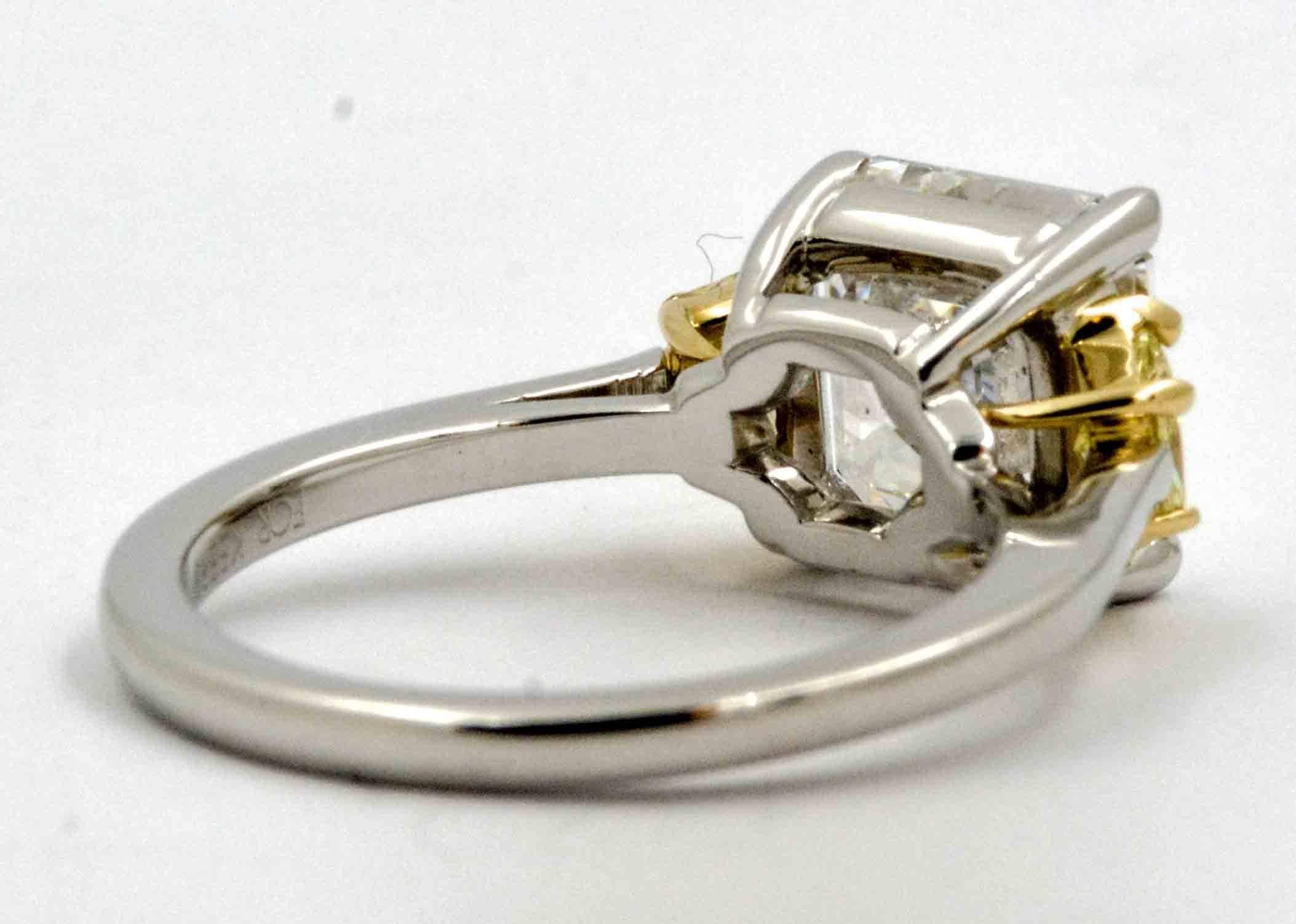 Platinum White and Yellow Diamond Engagement Ring 4