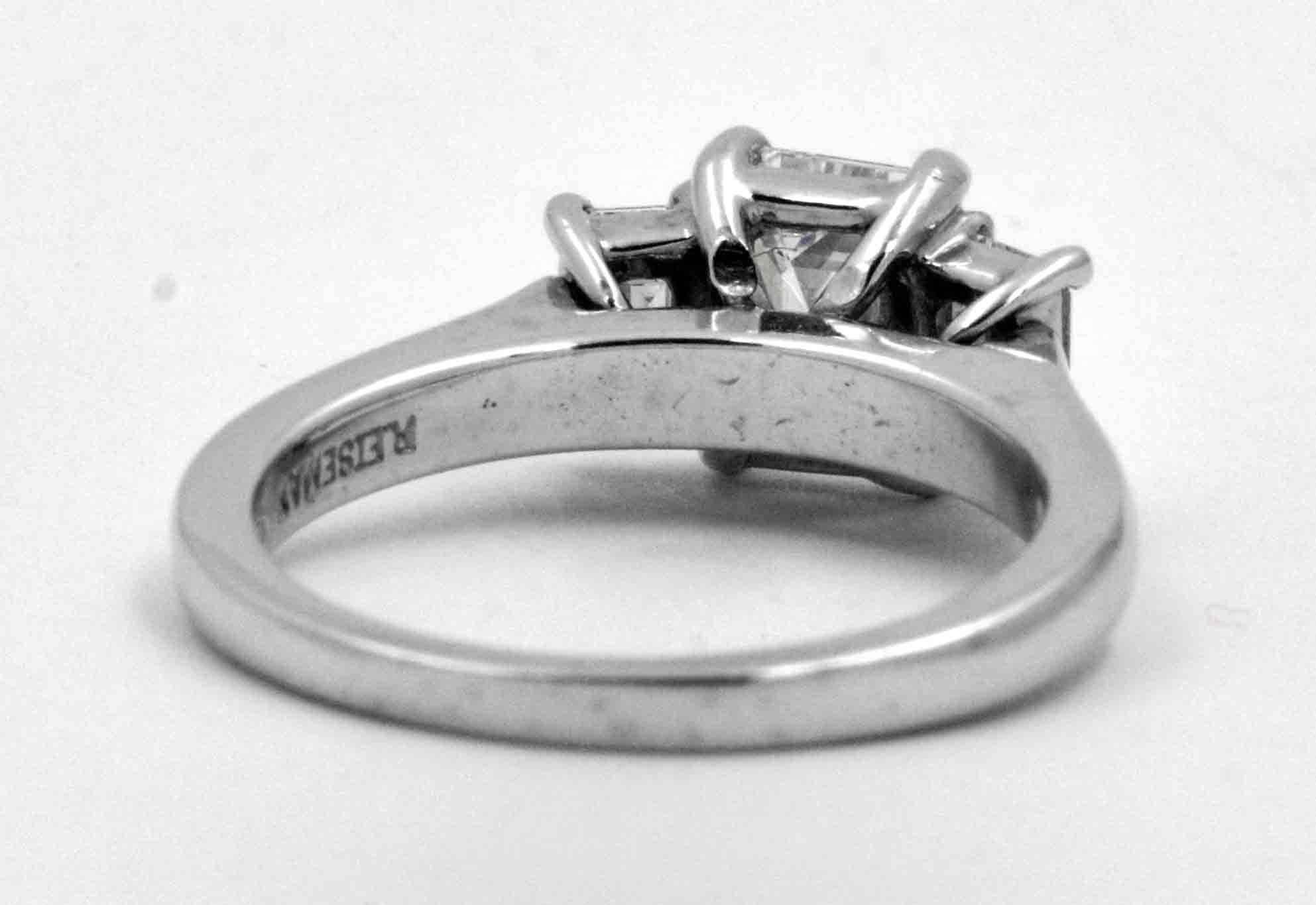 Emerald Cut Three-Stone Platinum 1.00 ct Diamond Engagement Ring
