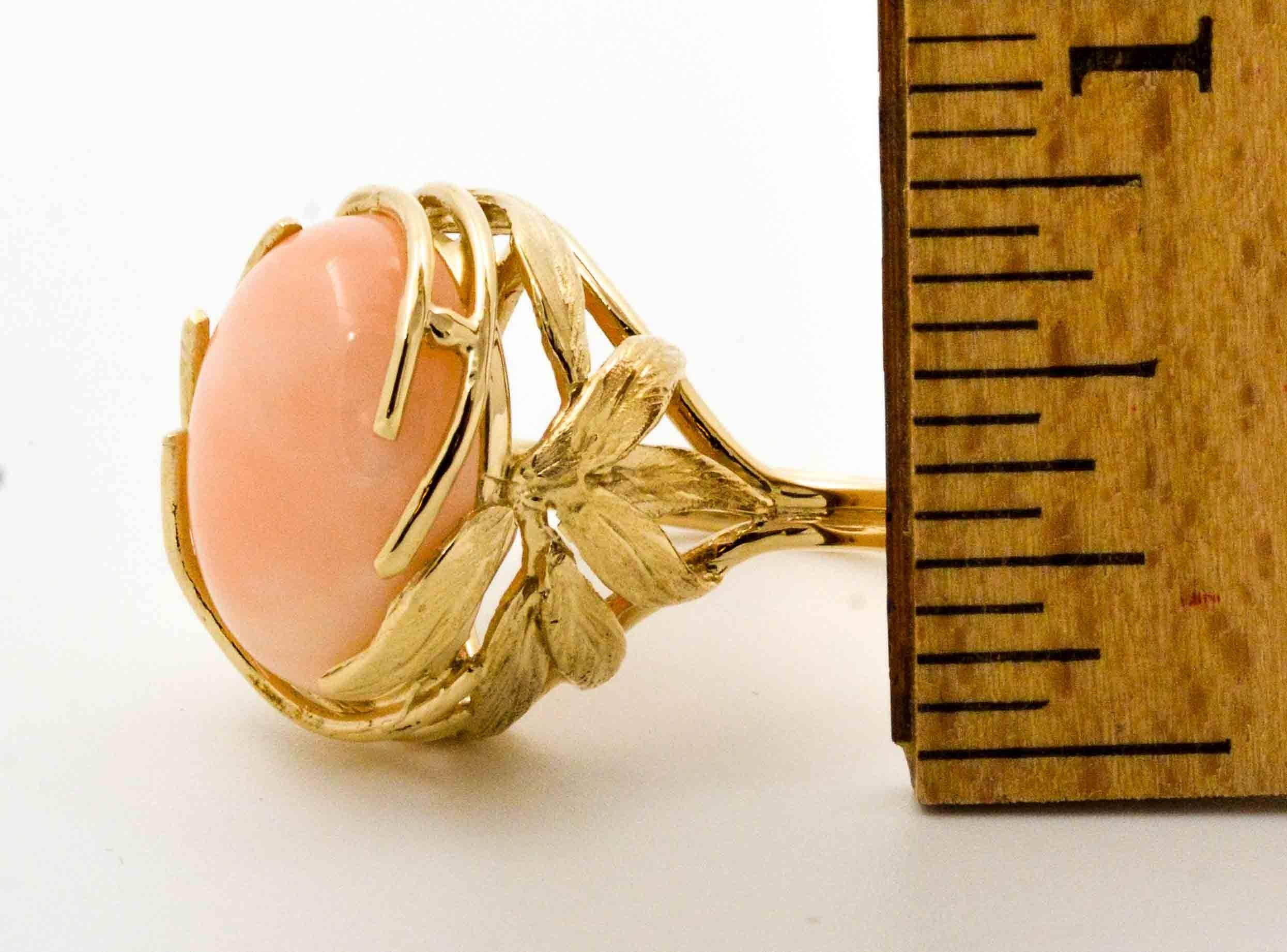 Angel Skin Coral 14kt Yellow Gold Ring 1