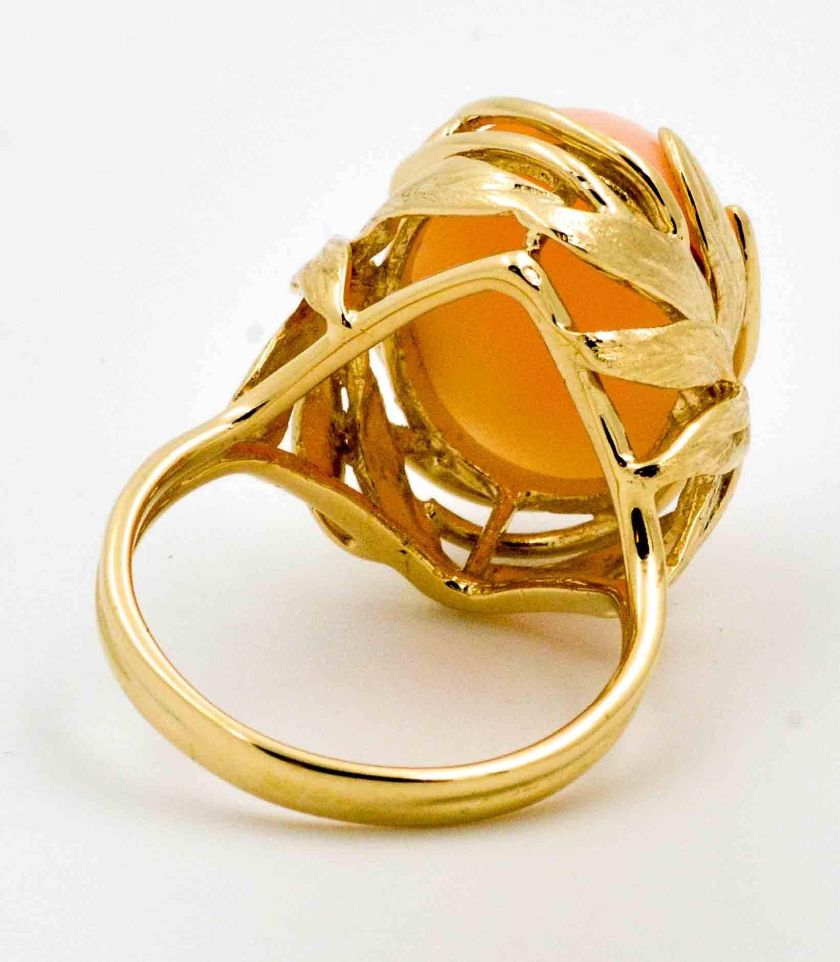 Angel Skin Coral 14kt Yellow Gold Ring 2