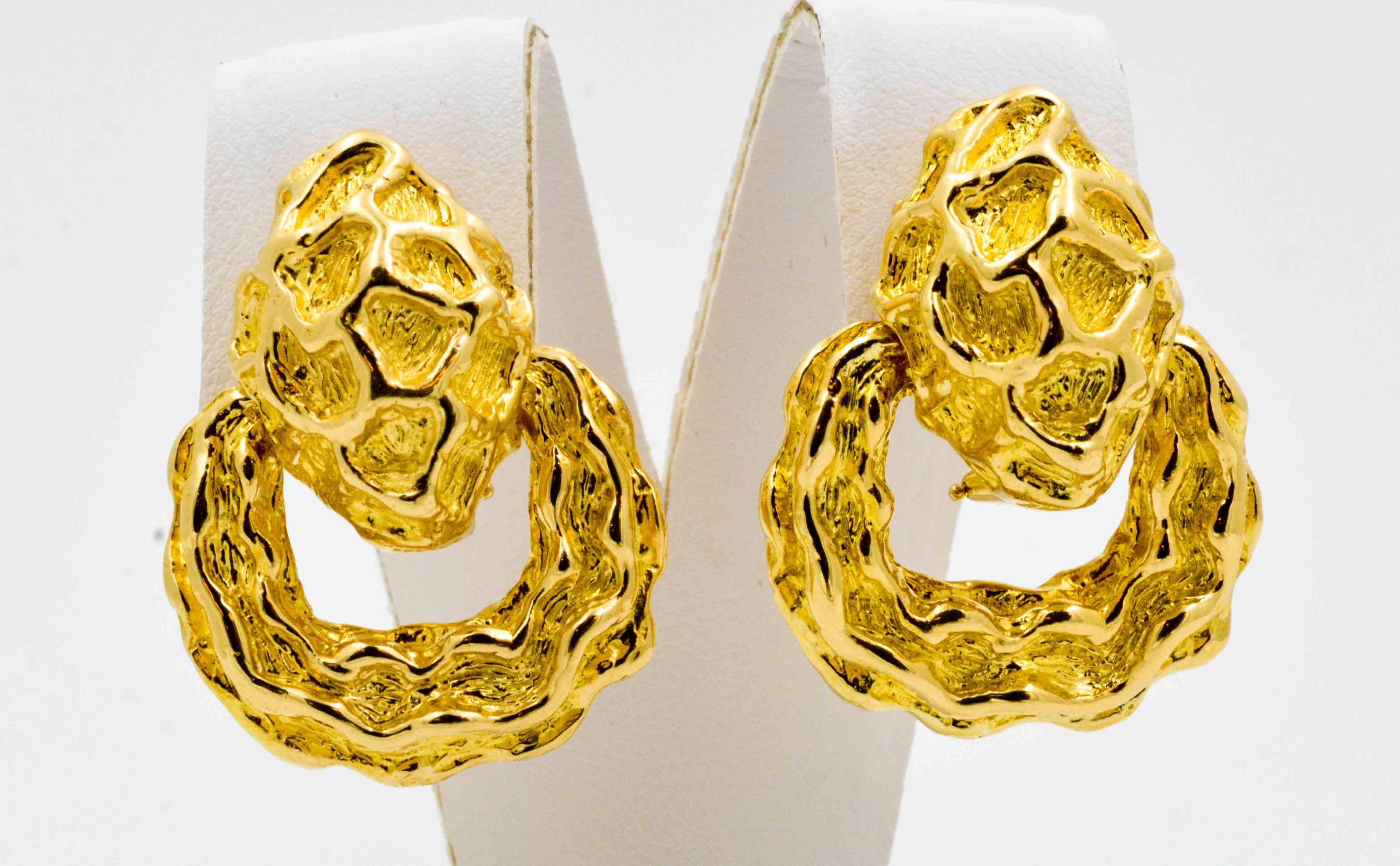18 Karat Yellow Gold Door Knocker Style Earrings 1
