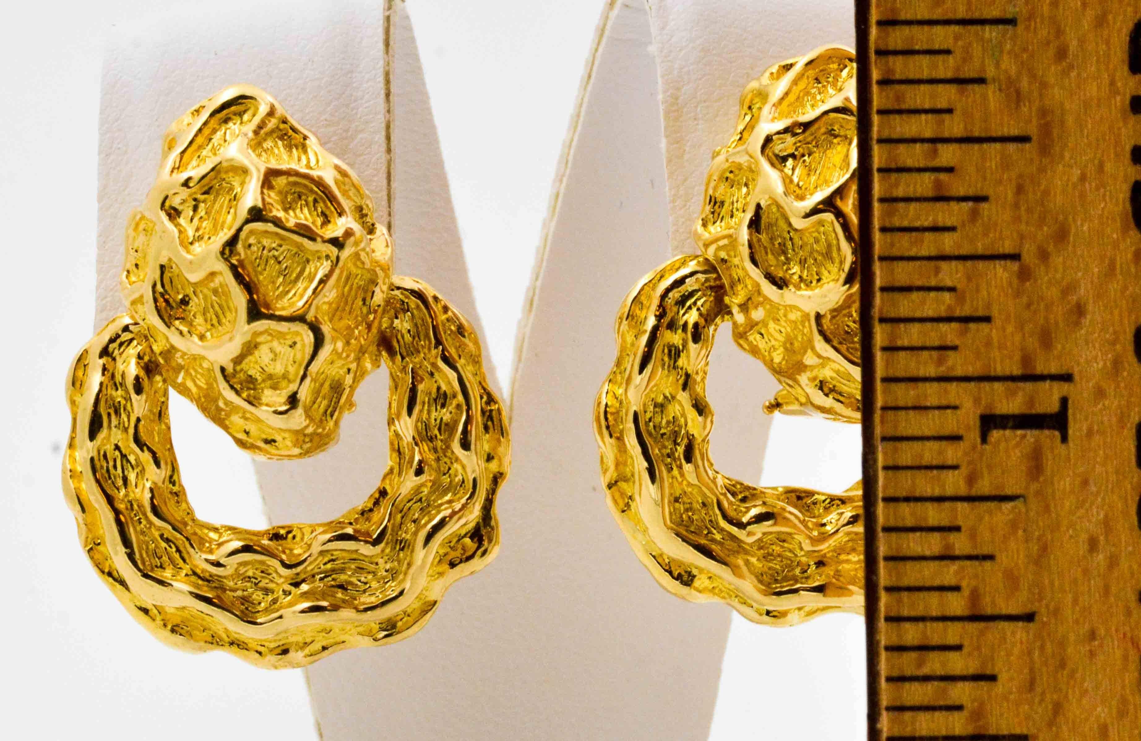 18 Karat Yellow Gold Door Knocker Style Earrings 2