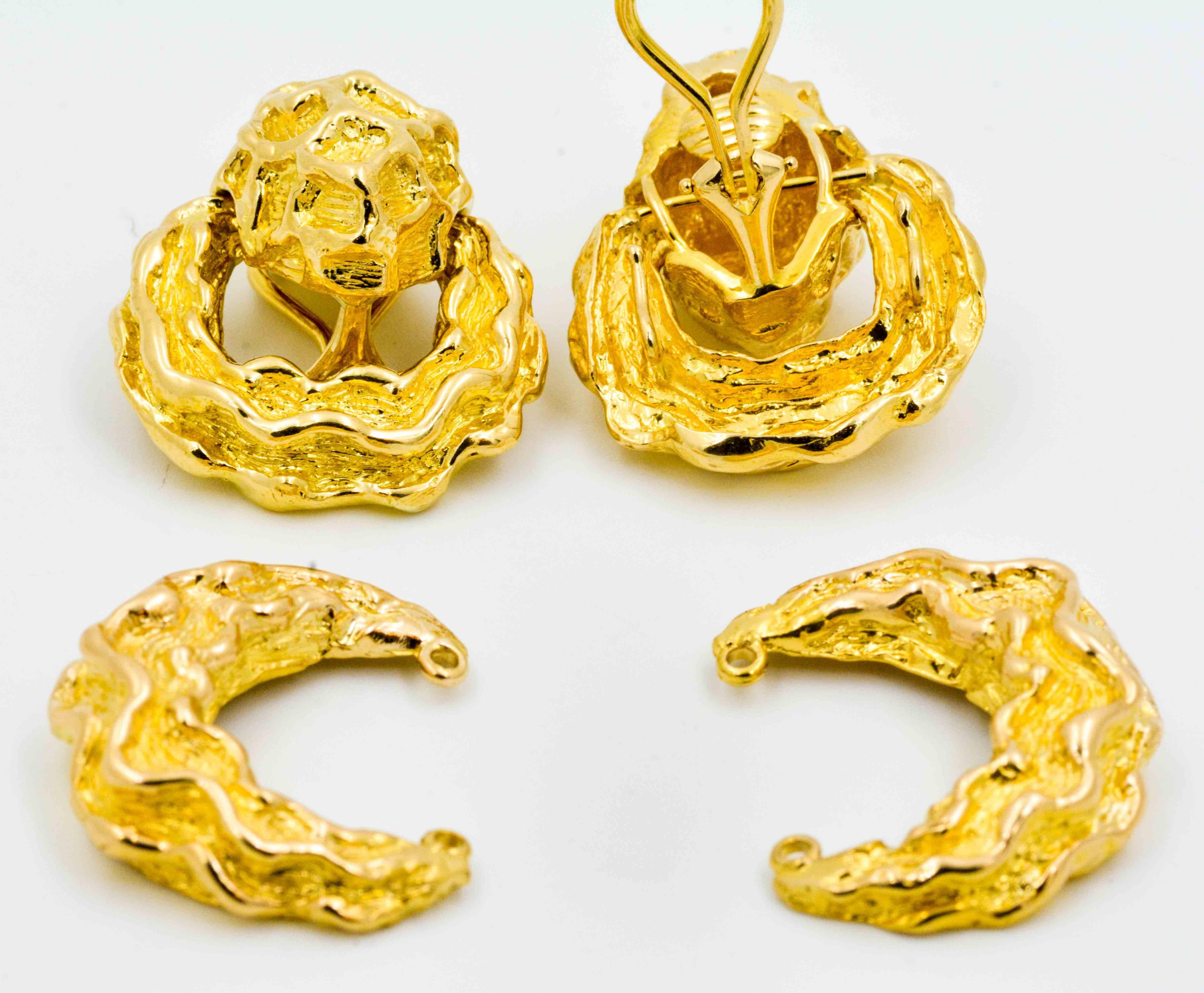 18 Karat Yellow Gold Door Knocker Style Earrings 3