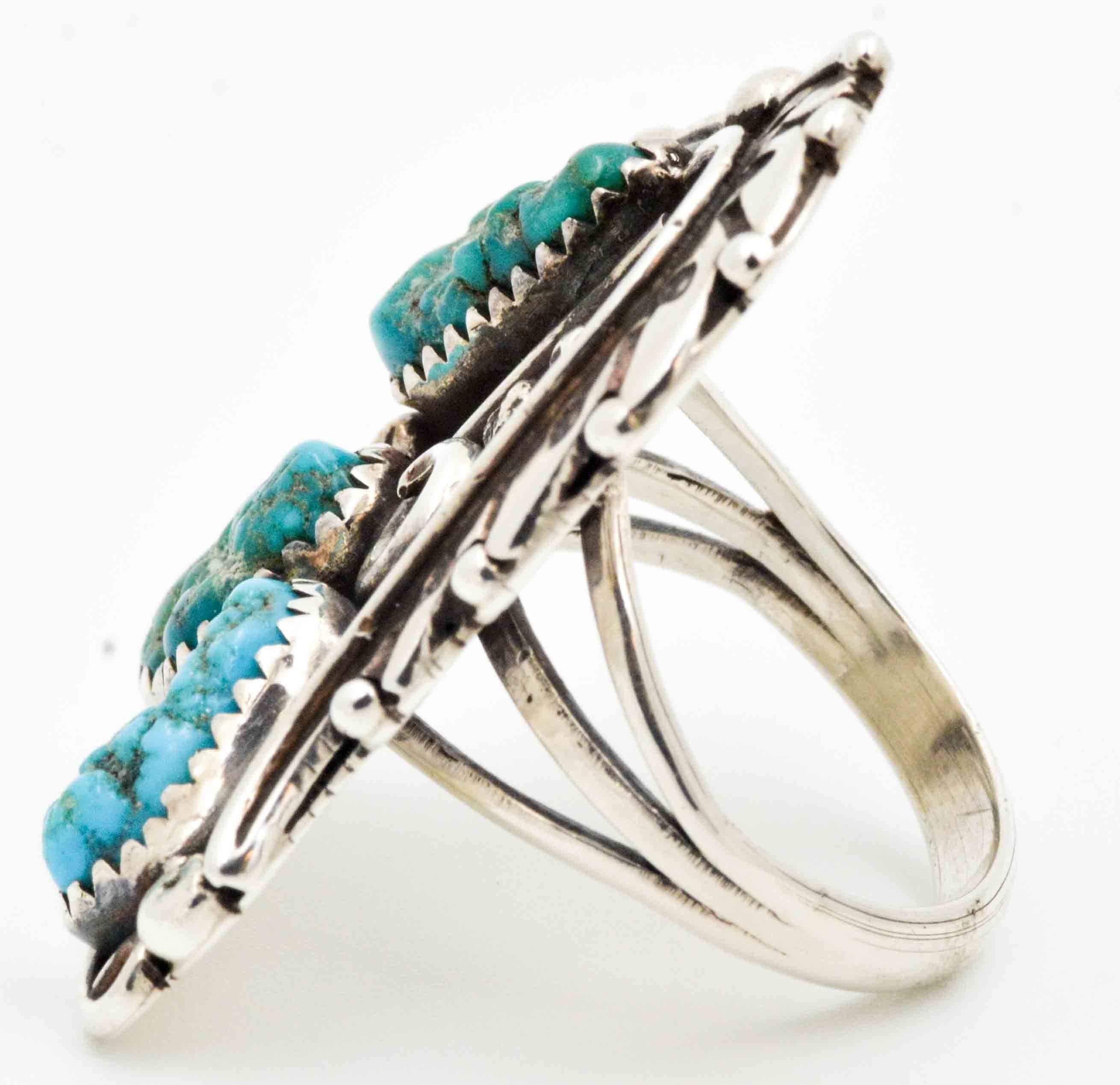 Women's or Men's Sterling Silver and Turquoise Native American Ring