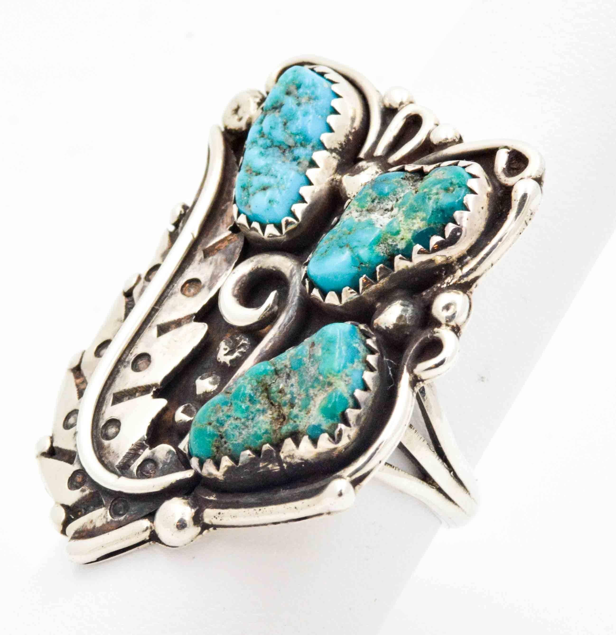Sterling Silver and Turquoise Native American Ring 4