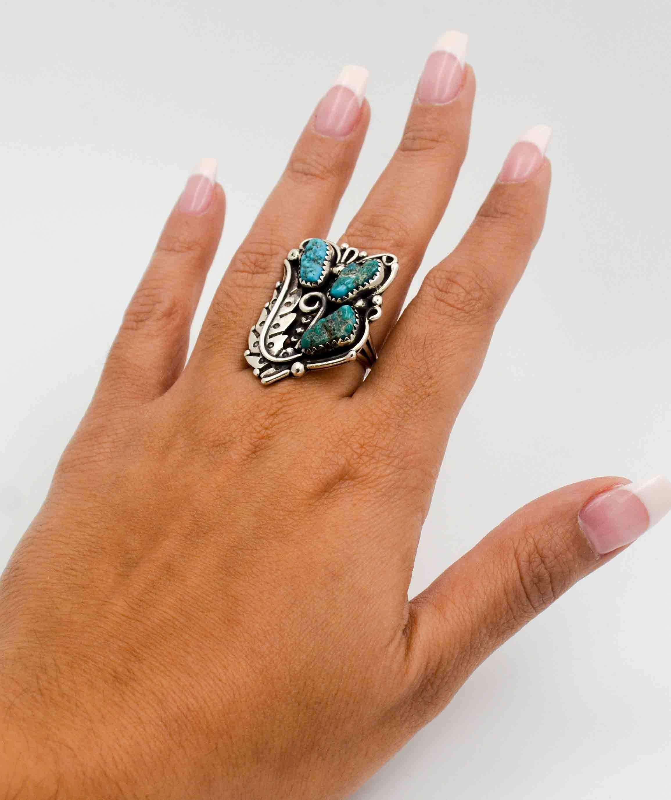 Sterling Silver and Turquoise Native American Ring 5