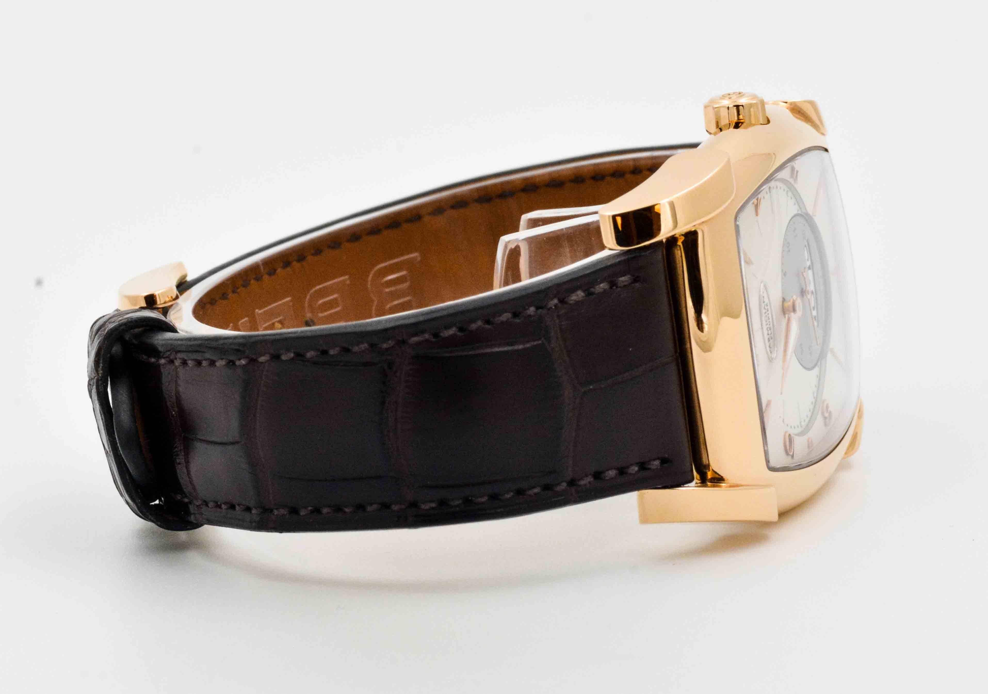 Modern Parmigiani Fleurier Rose Gold Tank Wristwatch