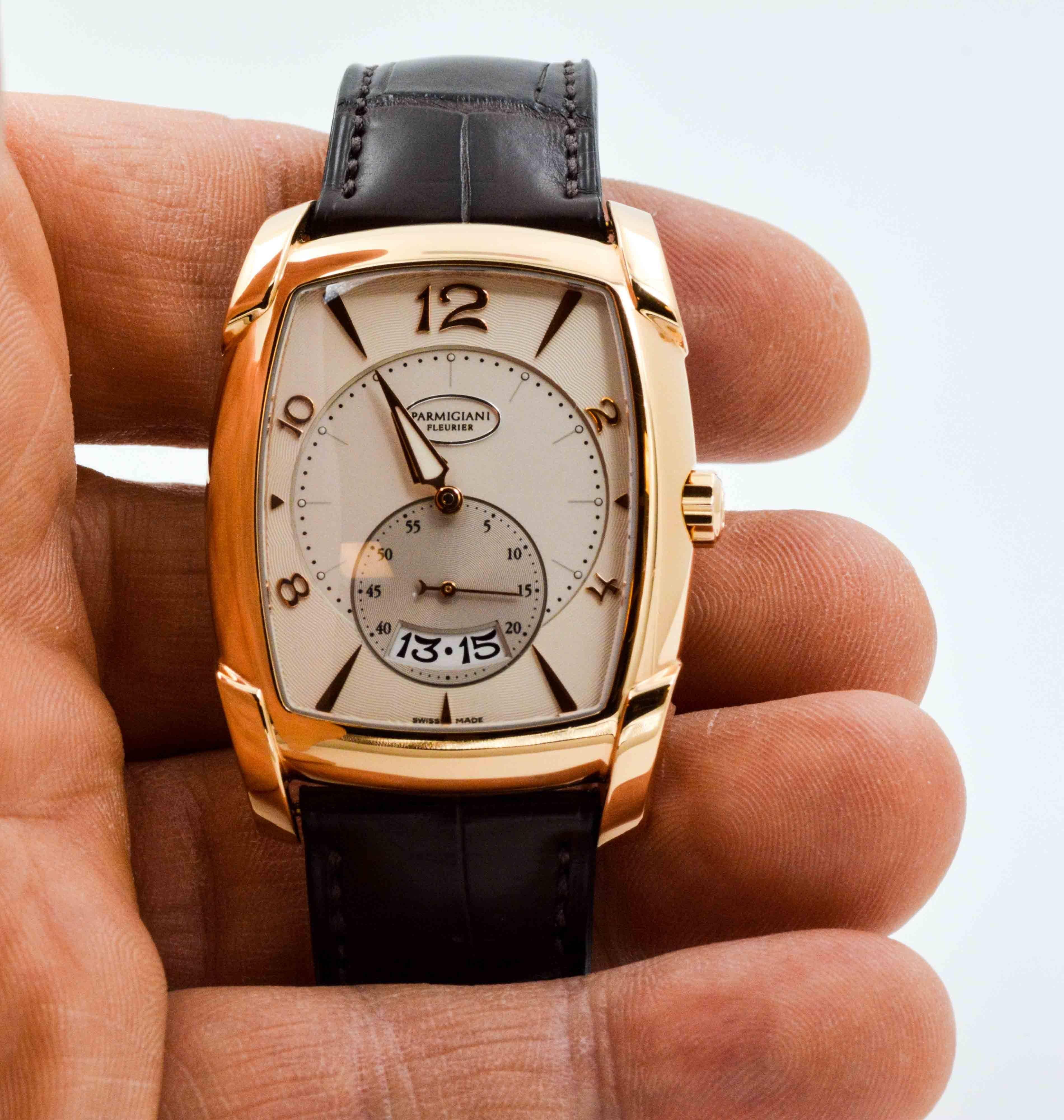 Parmigiani Fleurier Rose Gold Tank Wristwatch In Excellent Condition In Dallas, TX