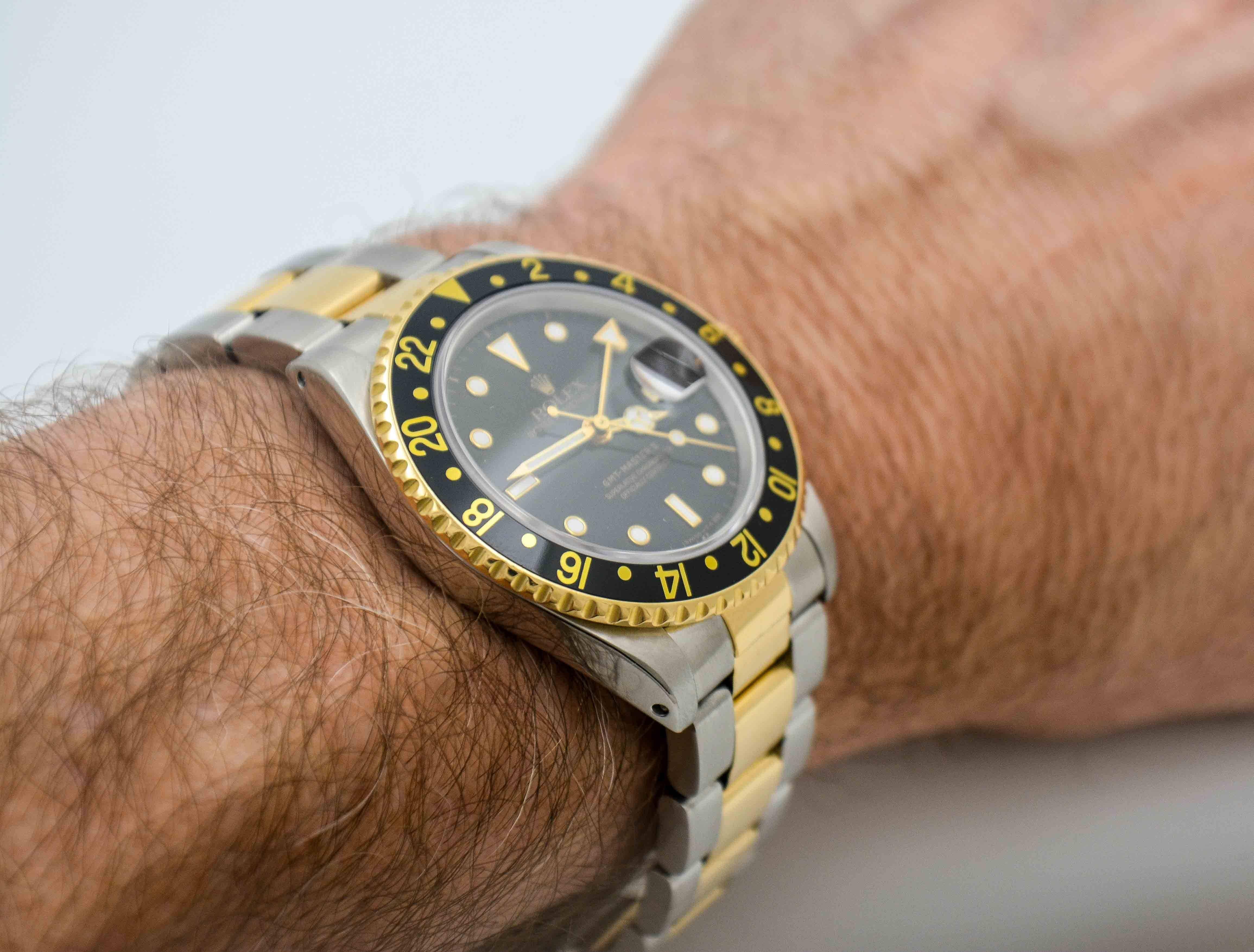 Rolex Yellow Gold Stainless Steel GMT Master II Wristwatch 6